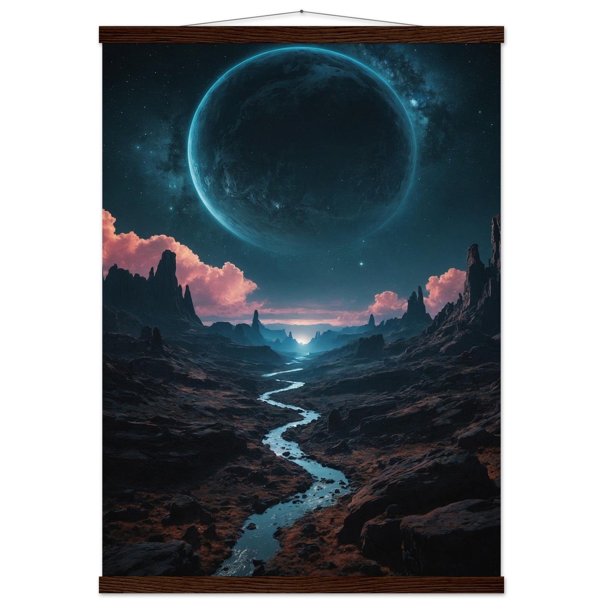 Premium Matte Paper Poster with Hanger - Minimalistische Kunstpräsentation mit Holzhänger Print Material Modern Masterpieces 50x70 cm / 20x28″ Dark wood wall hanger 