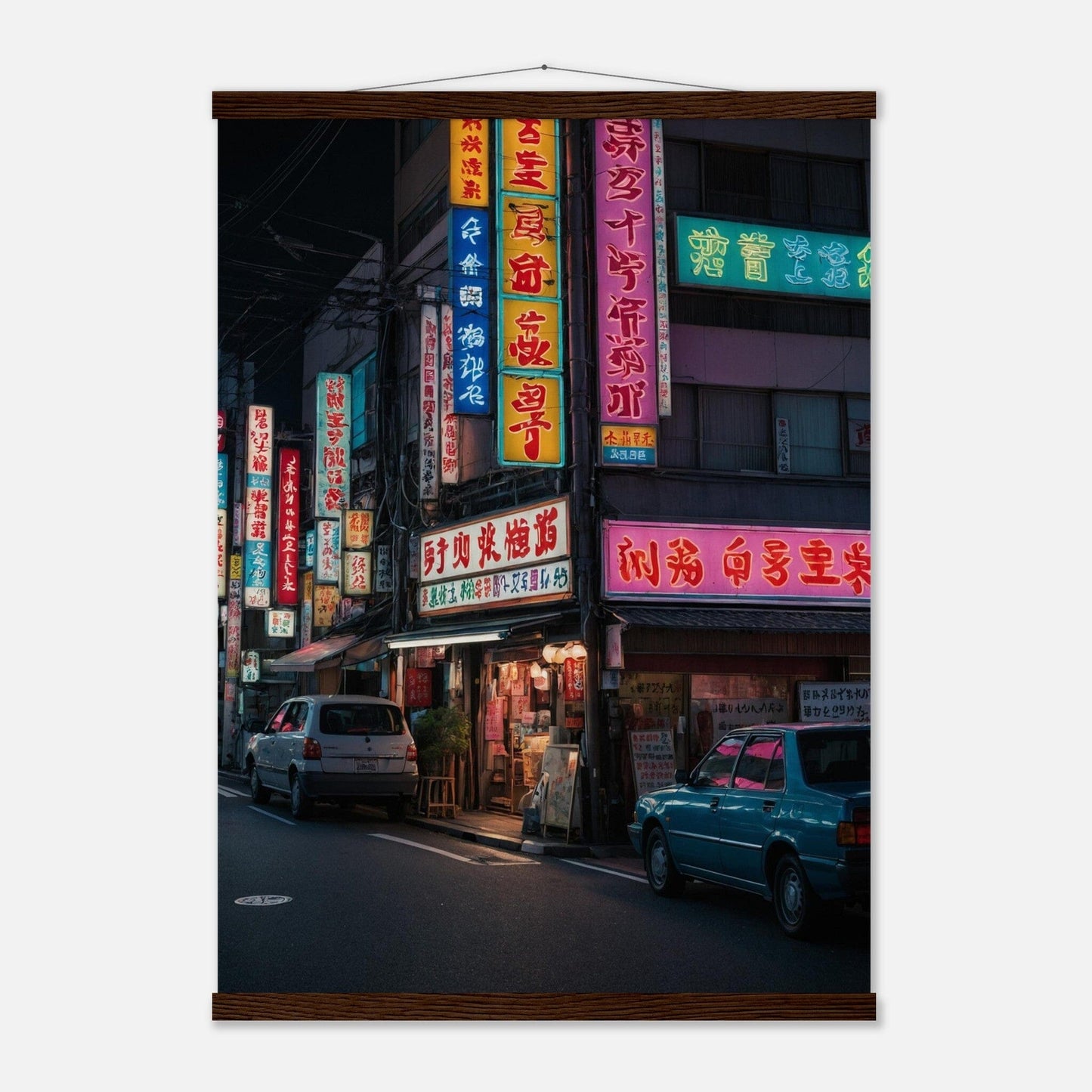 Premium Matte Paper Poster with Hanger - Minimalistische Kunstpräsentation mit Holzhänger Print Material Modern Masterpieces 50x70 cm / 20x28″ Dark wood wall hanger 