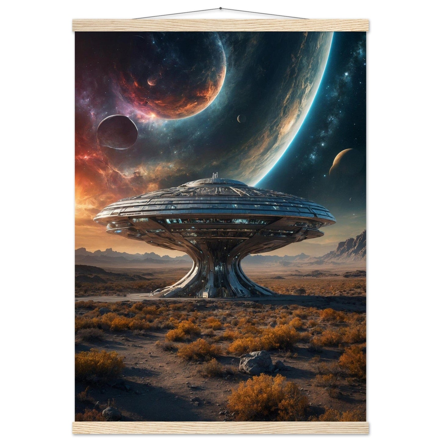 Premium Matte Paper Poster with Hanger - Minimalistische Kunstpräsentation mit Holzhänger Print Material Modern Masterpieces 50x70 cm / 20x28″ Natural wood wall hanger 