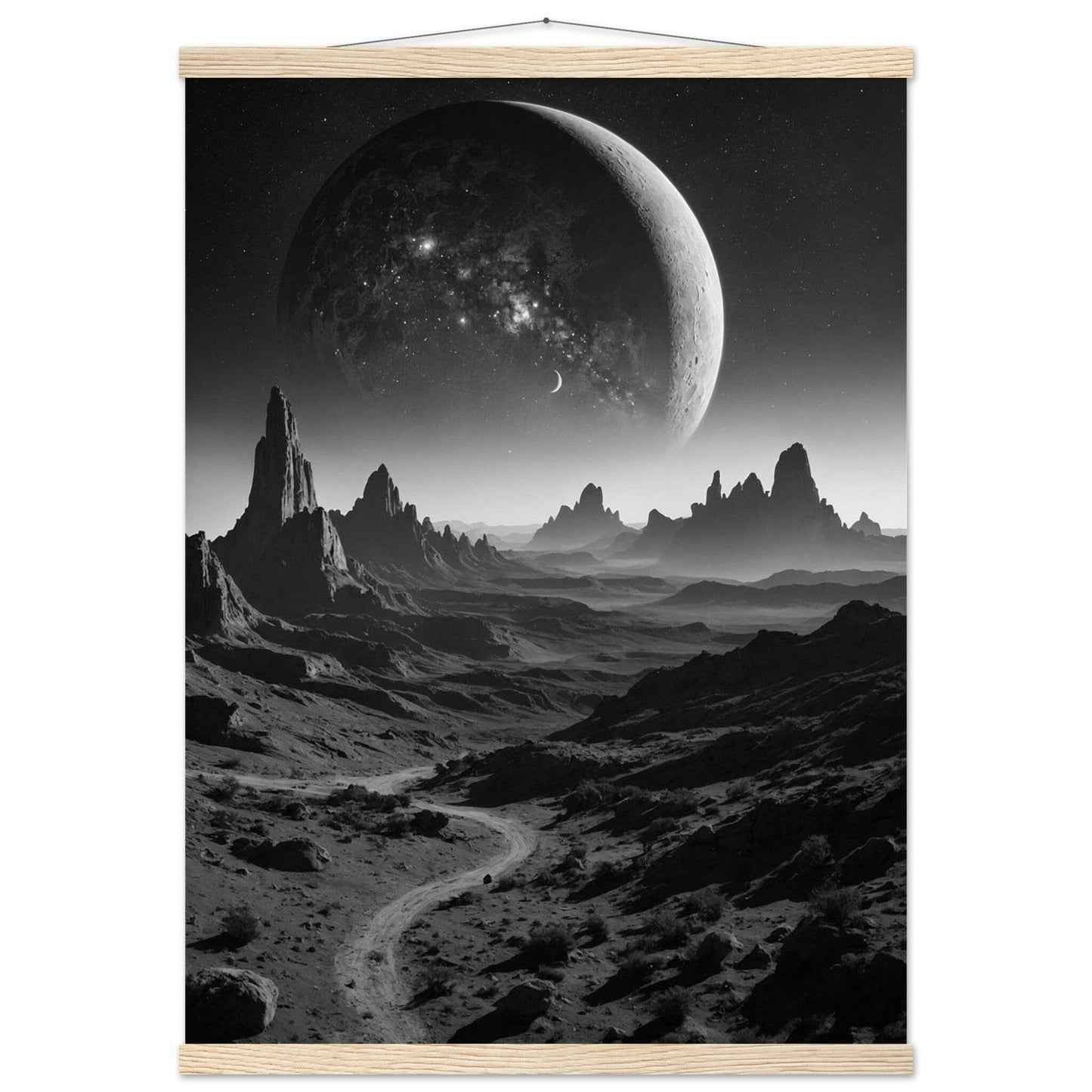 Premium Matte Paper Poster with Hanger - Minimalistische Kunstpräsentation mit Holzhänger Print Material Modern Masterpieces 50x70 cm / 20x28″ Natural wood wall hanger 