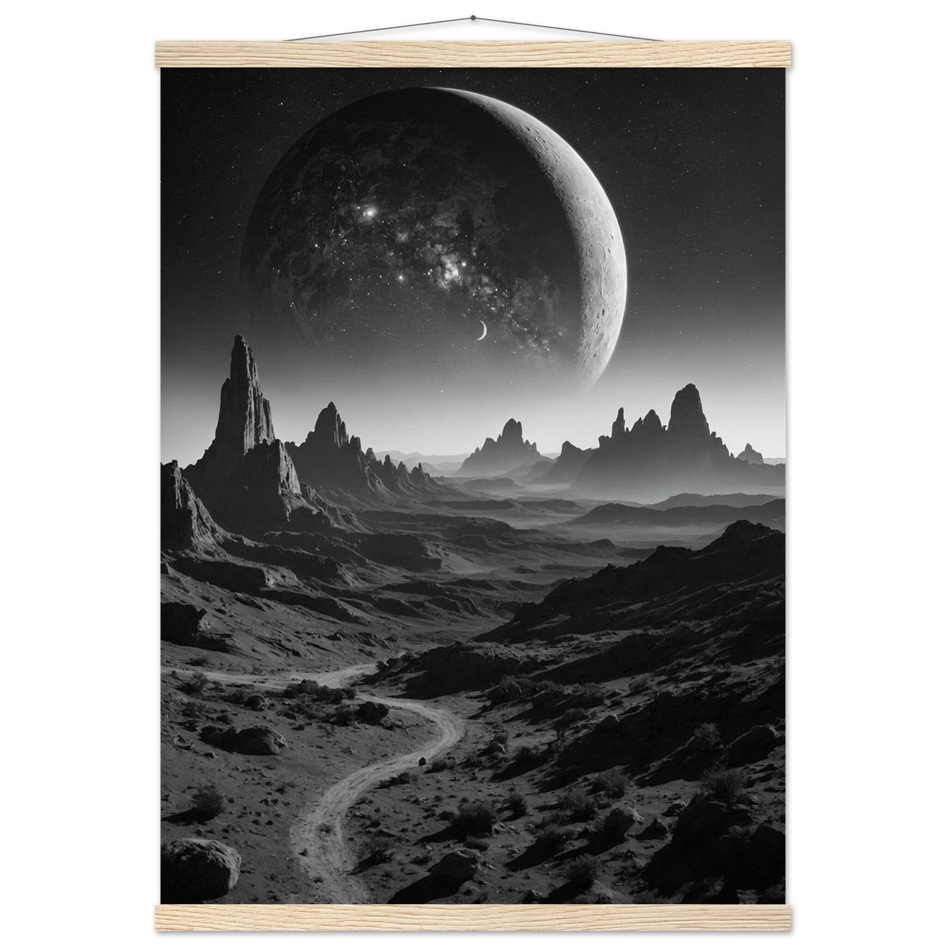 Premium Matte Paper Poster with Hanger - Minimalistische Kunstpräsentation mit Holzhänger Print Material Modern Masterpieces 50x70 cm / 20x28″ Natural wood wall hanger 