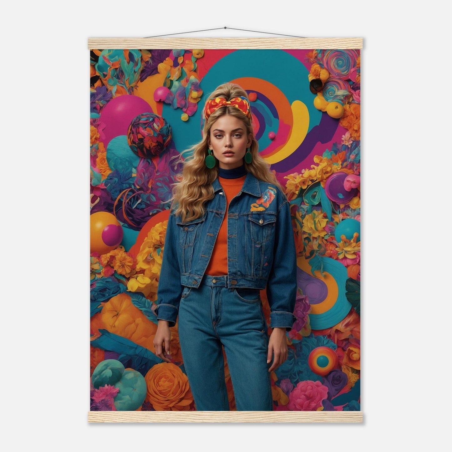 Premium Matte Paper Poster with Hanger - Minimalistische Kunstpräsentation mit Holzhänger Print Material Modern Masterpieces 50x70 cm / 20x28″ Natural wood wall hanger 