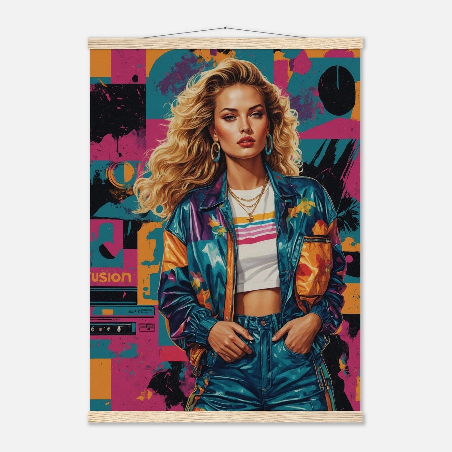 Premium Matte Paper Poster with Hanger - Minimalistische Kunstpräsentation mit Holzhänger Print Material Modern Masterpieces 50x70 cm / 20x28″ Natural wood wall hanger 