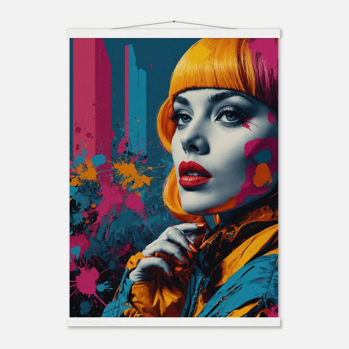 Premium Matte Paper Poster with Hanger - Minimalistische Kunstpräsentation mit Holzhänger Print Material Modern Masterpieces 50x70 cm / 20x28″ White wall hanger 