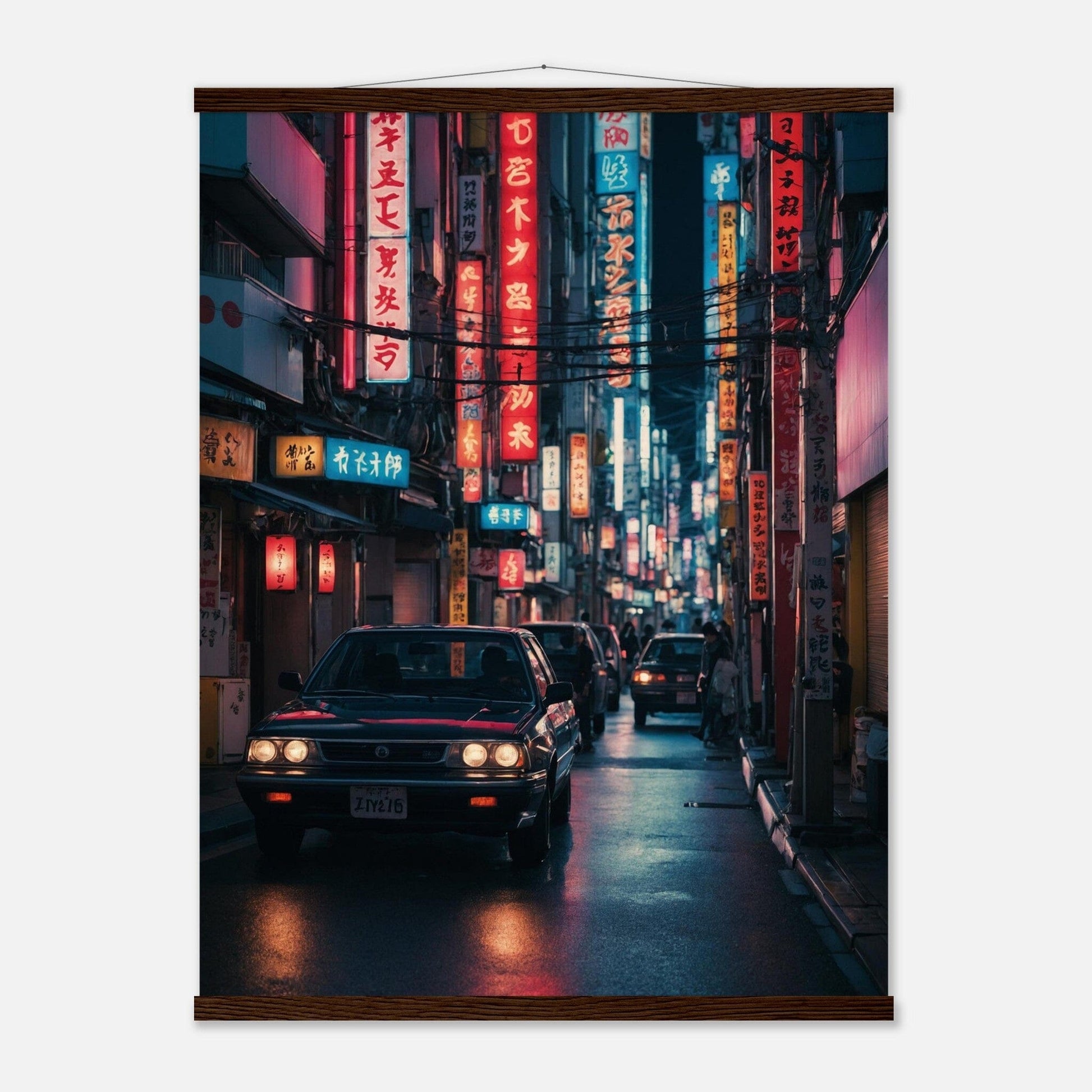 Premium Matte Paper Poster with Hanger - Minimalistische Kunstpräsentation mit Holzhänger Print Material Modern Masterpieces 60x80 cm / 24x32″ Dark wood wall hanger 