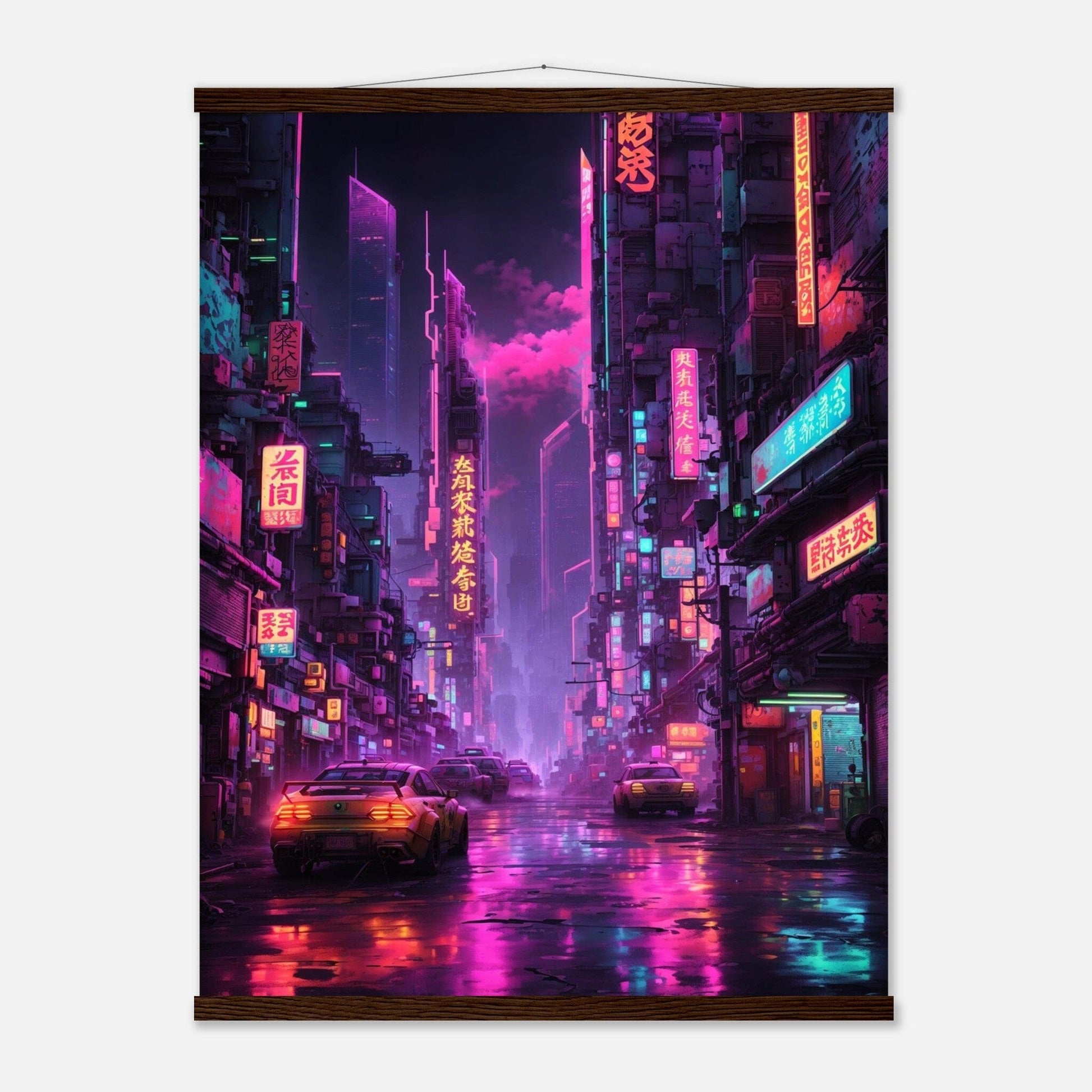 Premium Matte Paper Poster with Hanger - Minimalistische Kunstpräsentation mit Holzhänger Print Material Modern Masterpieces 60x80 cm / 24x32″ Dark wood wall hanger 