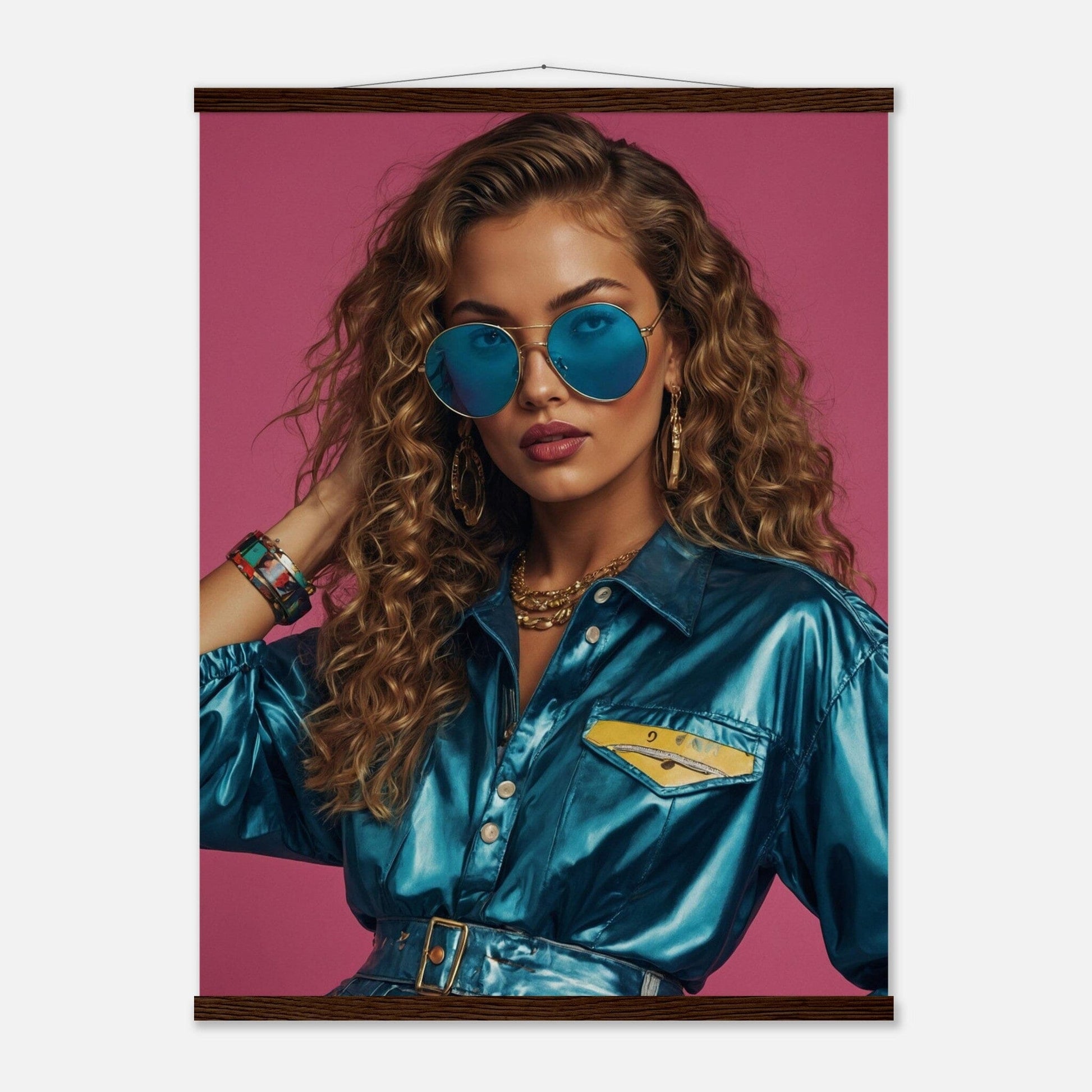 Premium Matte Paper Poster with Hanger - Minimalistische Kunstpräsentation mit Holzhänger Print Material Modern Masterpieces 60x80 cm / 24x32″ Dark wood wall hanger 