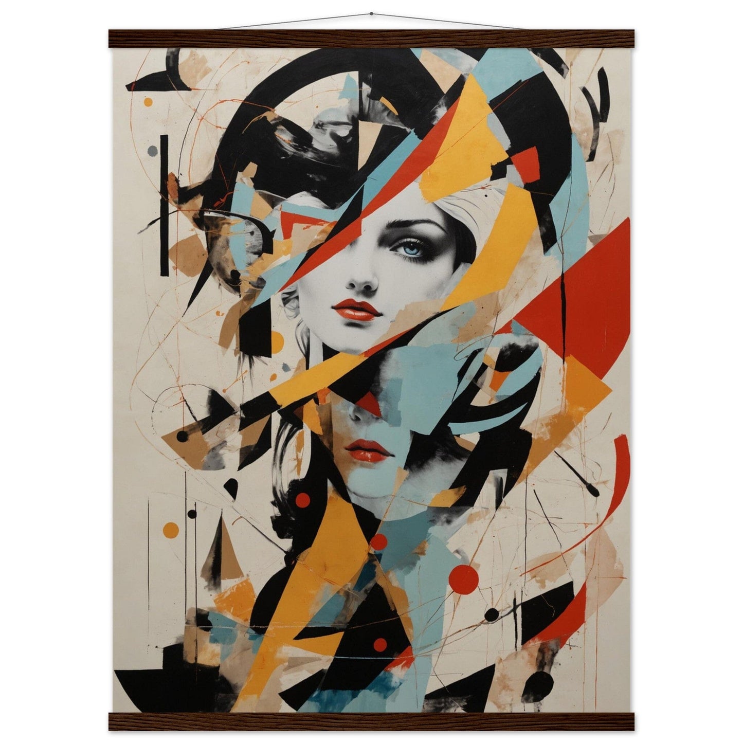 Premium Matte Paper Poster with Hanger - Minimalistische Kunstpräsentation mit Holzhänger Print Material Modern Masterpieces 60x80 cm / 24x32″ Dark wood wall hanger 