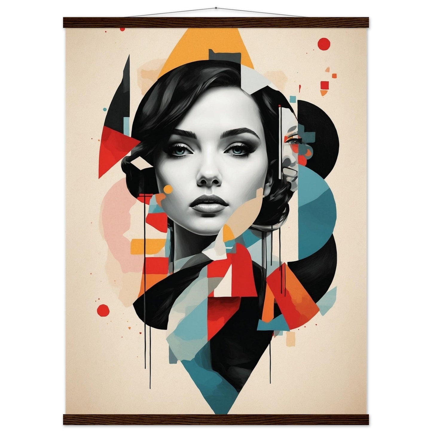 Premium Matte Paper Poster with Hanger - Minimalistische Kunstpräsentation mit Holzhänger Print Material Modern Masterpieces 60x80 cm / 24x32″ Dark wood wall hanger 