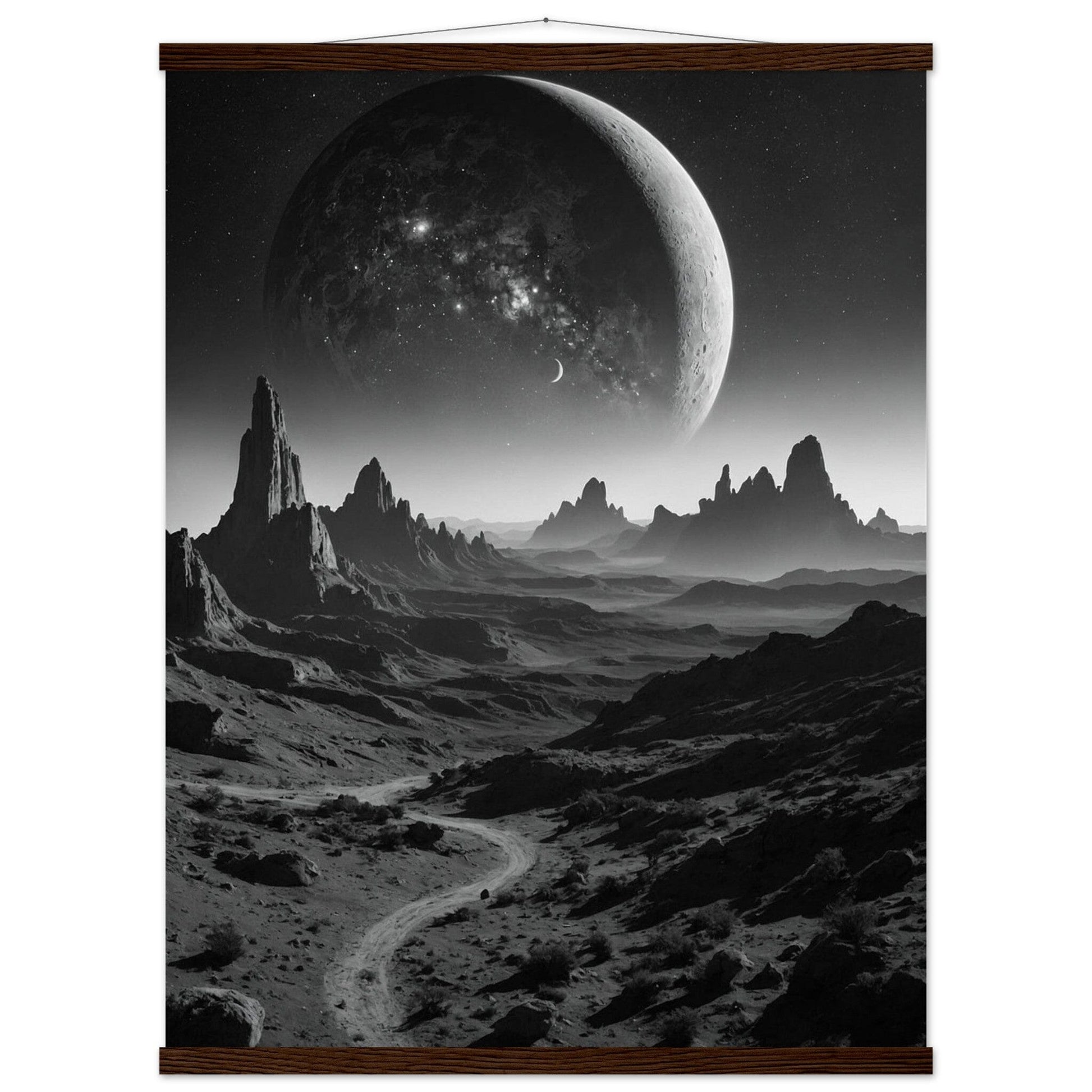 Premium Matte Paper Poster with Hanger - Minimalistische Kunstpräsentation mit Holzhänger Print Material Modern Masterpieces 60x80 cm / 24x32″ Dark wood wall hanger 