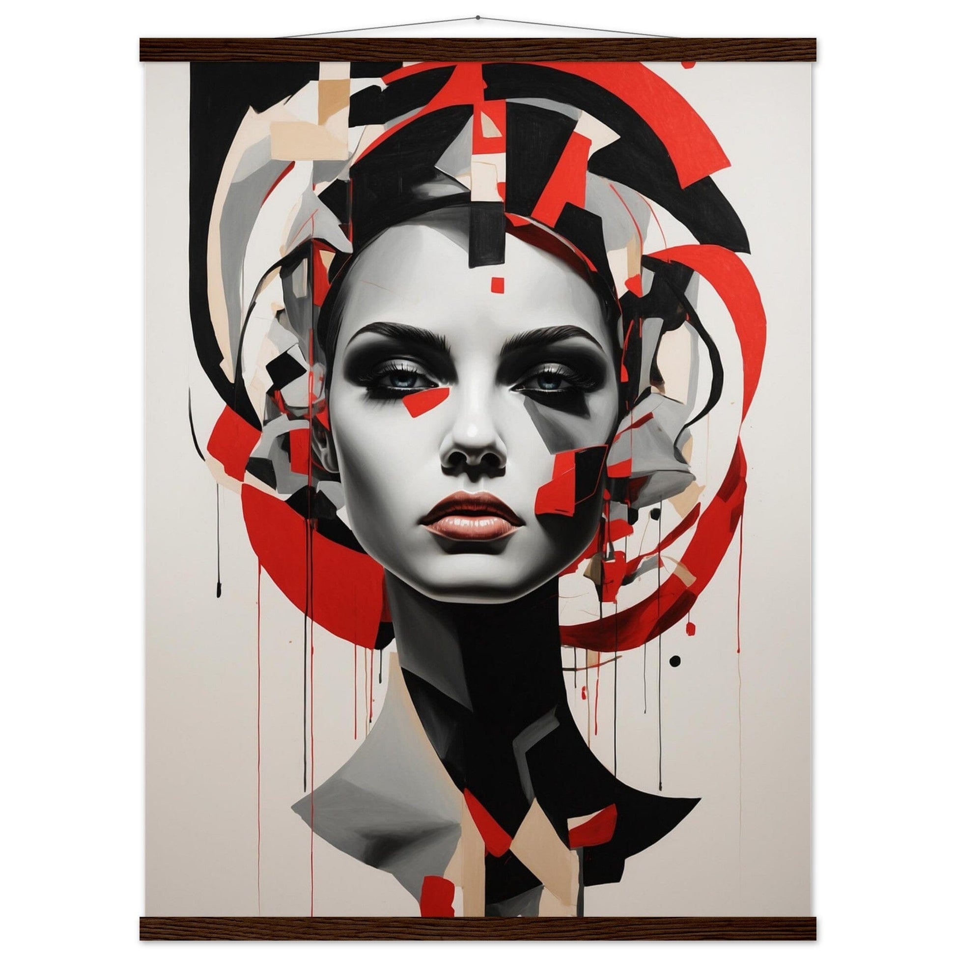 Premium Matte Paper Poster with Hanger - Minimalistische Kunstpräsentation mit Holzhänger Print Material Modern Masterpieces 60x80 cm / 24x32″ Dark wood wall hanger 