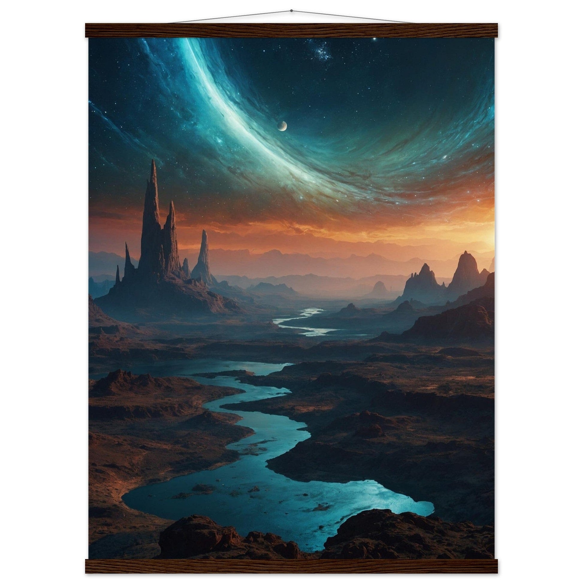 Premium Matte Paper Poster with Hanger - Minimalistische Kunstpräsentation mit Holzhänger Print Material Modern Masterpieces 60x80 cm / 24x32″ Dark wood wall hanger 