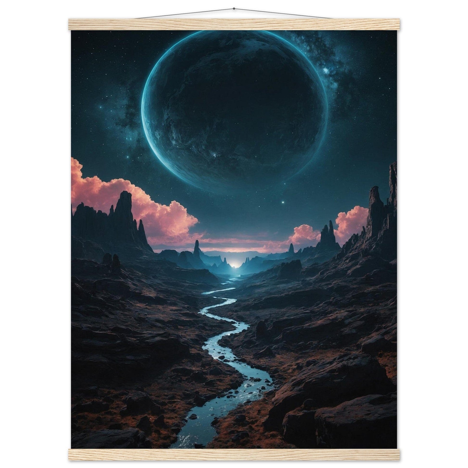 Premium Matte Paper Poster with Hanger - Minimalistische Kunstpräsentation mit Holzhänger Print Material Modern Masterpieces 60x80 cm / 24x32″ Natural wood wall hanger 