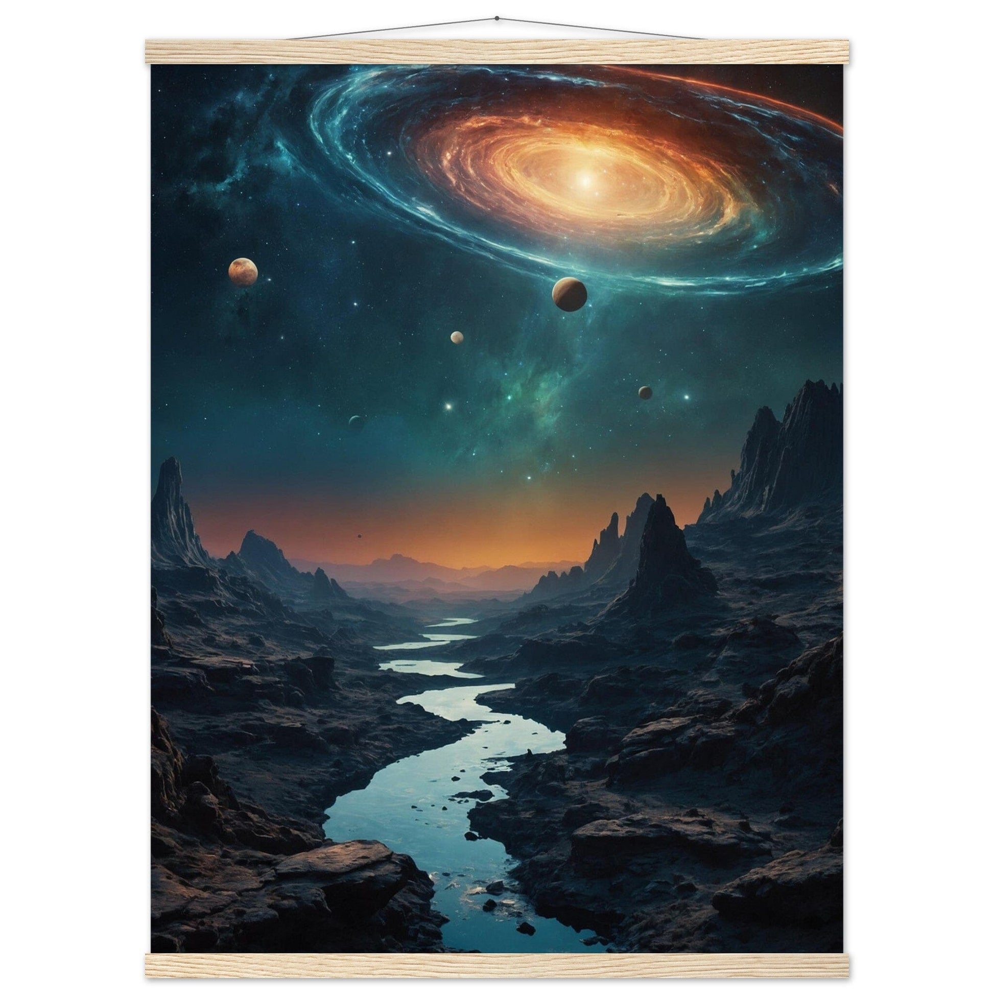 Premium Matte Paper Poster with Hanger - Minimalistische Kunstpräsentation mit Holzhänger Print Material Modern Masterpieces 60x80 cm / 24x32″ Natural wood wall hanger 