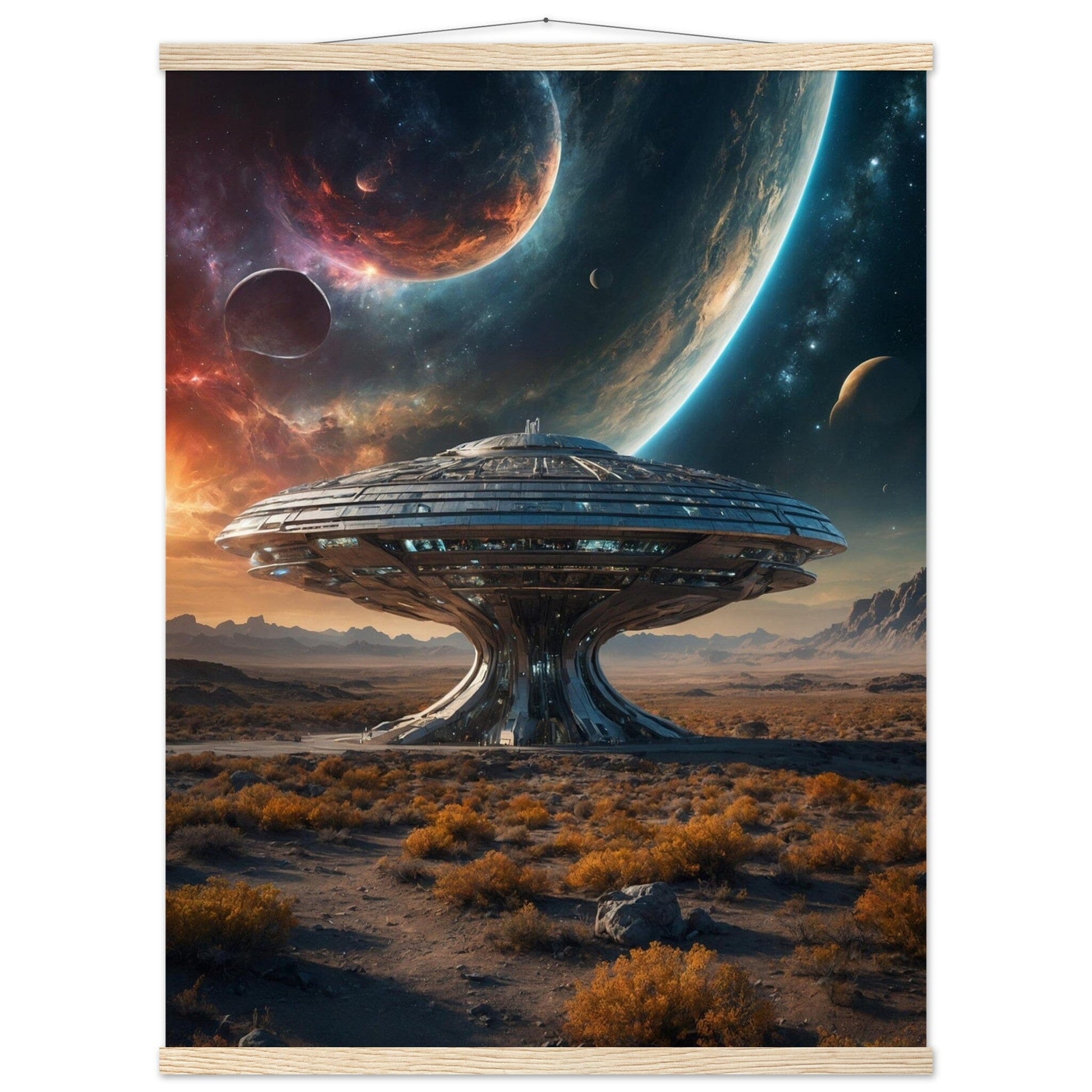 Premium Matte Paper Poster with Hanger - Minimalistische Kunstpräsentation mit Holzhänger Print Material Modern Masterpieces 60x80 cm / 24x32″ Natural wood wall hanger 