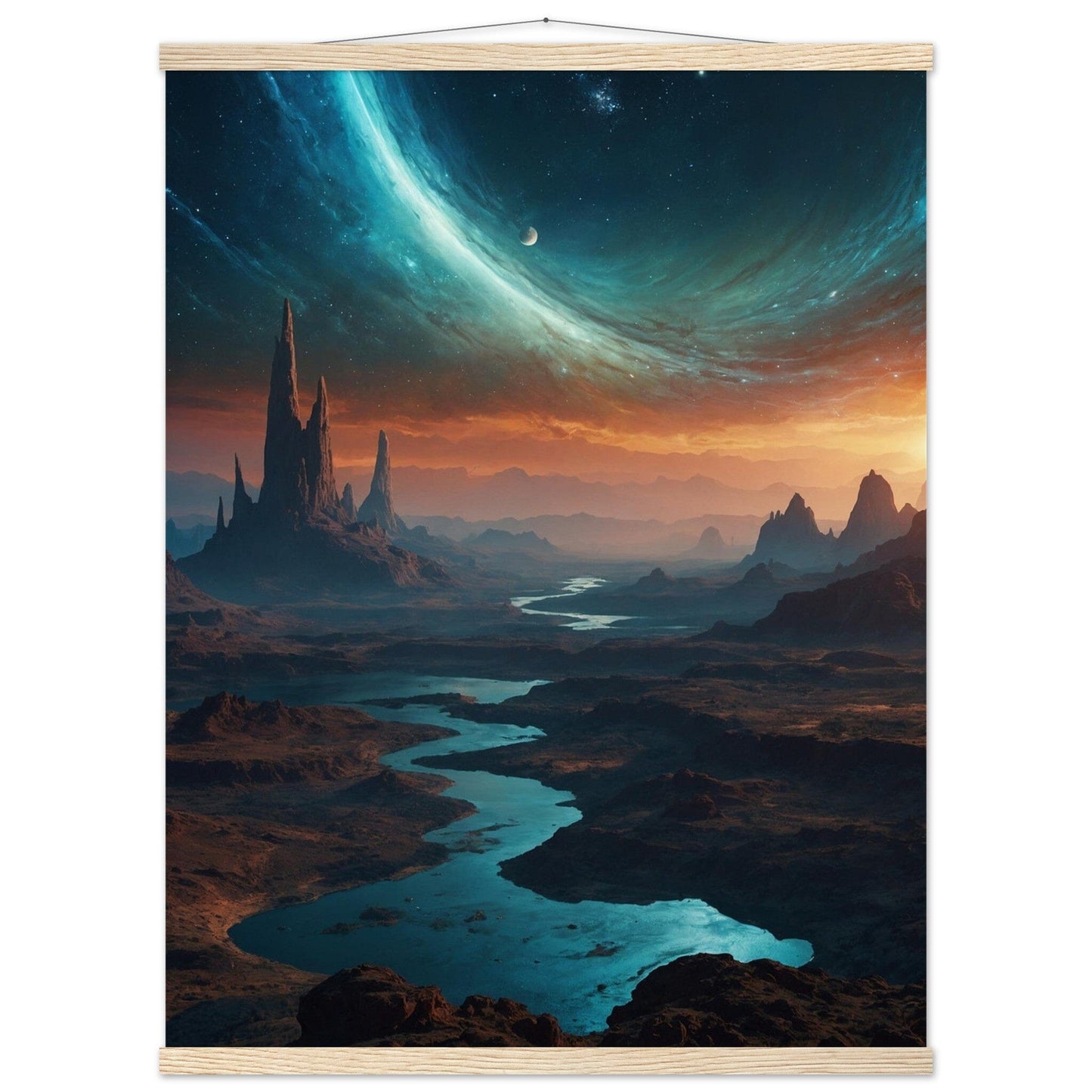Premium Matte Paper Poster with Hanger - Minimalistische Kunstpräsentation mit Holzhänger Print Material Modern Masterpieces 60x80 cm / 24x32″ Natural wood wall hanger 
