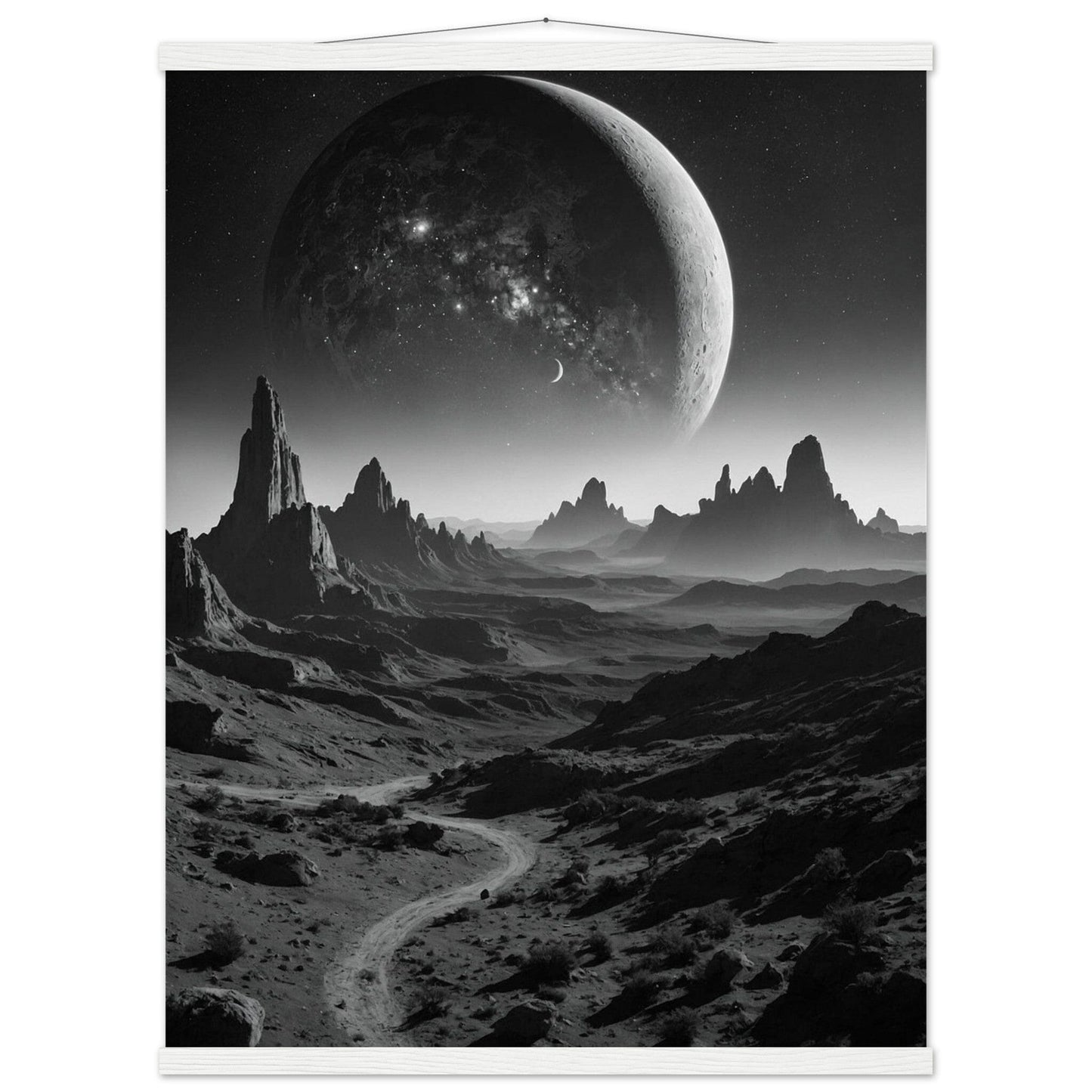 Premium Matte Paper Poster with Hanger - Minimalistische Kunstpräsentation mit Holzhänger Print Material Modern Masterpieces 60x80 cm / 24x32″ White wall hanger 