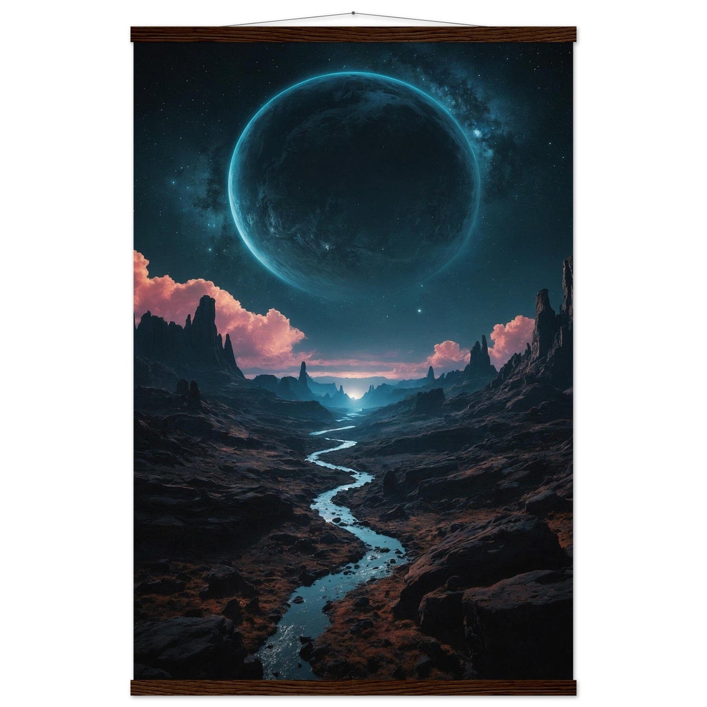 Premium Matte Paper Poster with Hanger - Minimalistische Kunstpräsentation mit Holzhänger Print Material Modern Masterpieces 60x90 cm / 24x36″ Dark wood wall hanger 