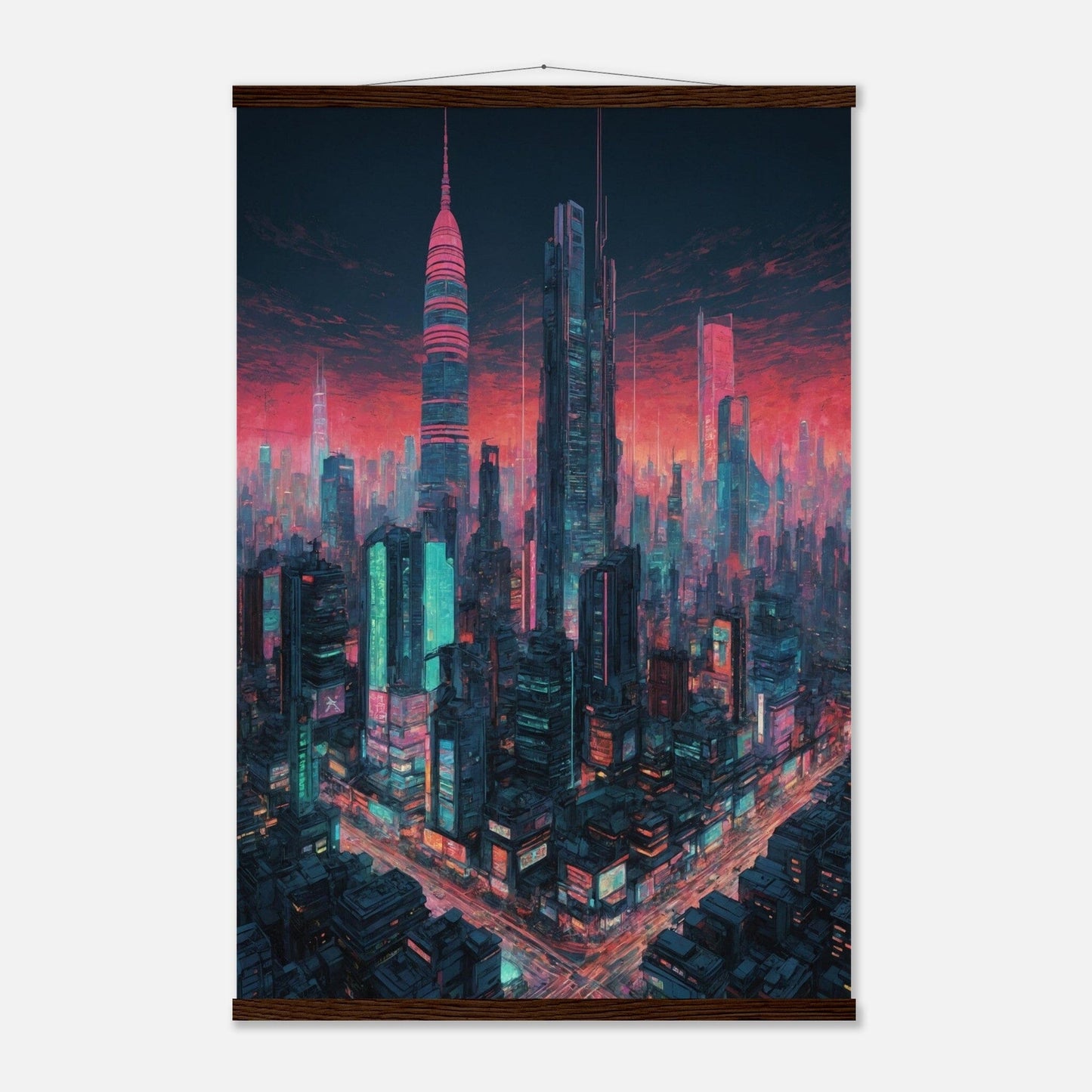 Premium Matte Paper Poster with Hanger - Minimalistische Kunstpräsentation mit Holzhänger Print Material Modern Masterpieces 60x90 cm / 24x36″ Dark wood wall hanger 