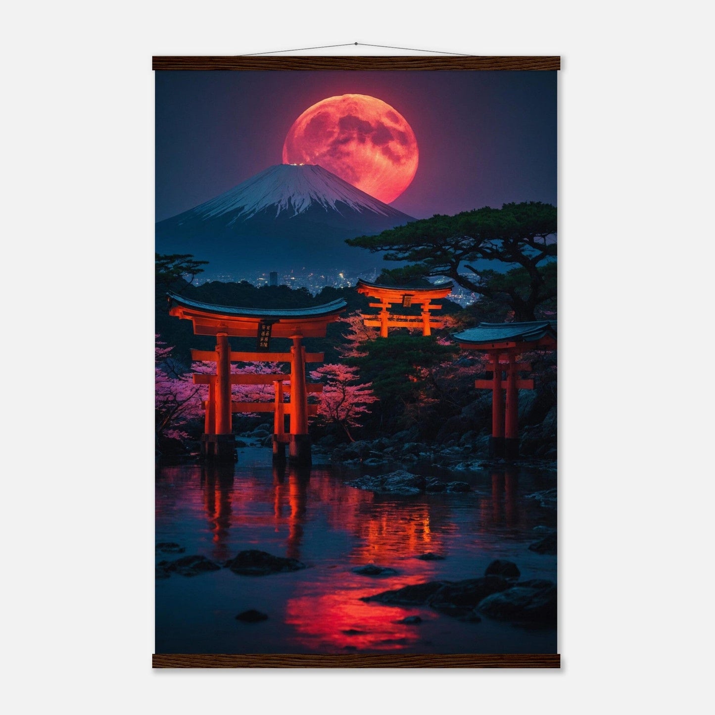Premium Matte Paper Poster with Hanger - Minimalistische Kunstpräsentation mit Holzhänger Print Material Modern Masterpieces 60x90 cm / 24x36″ Dark wood wall hanger 