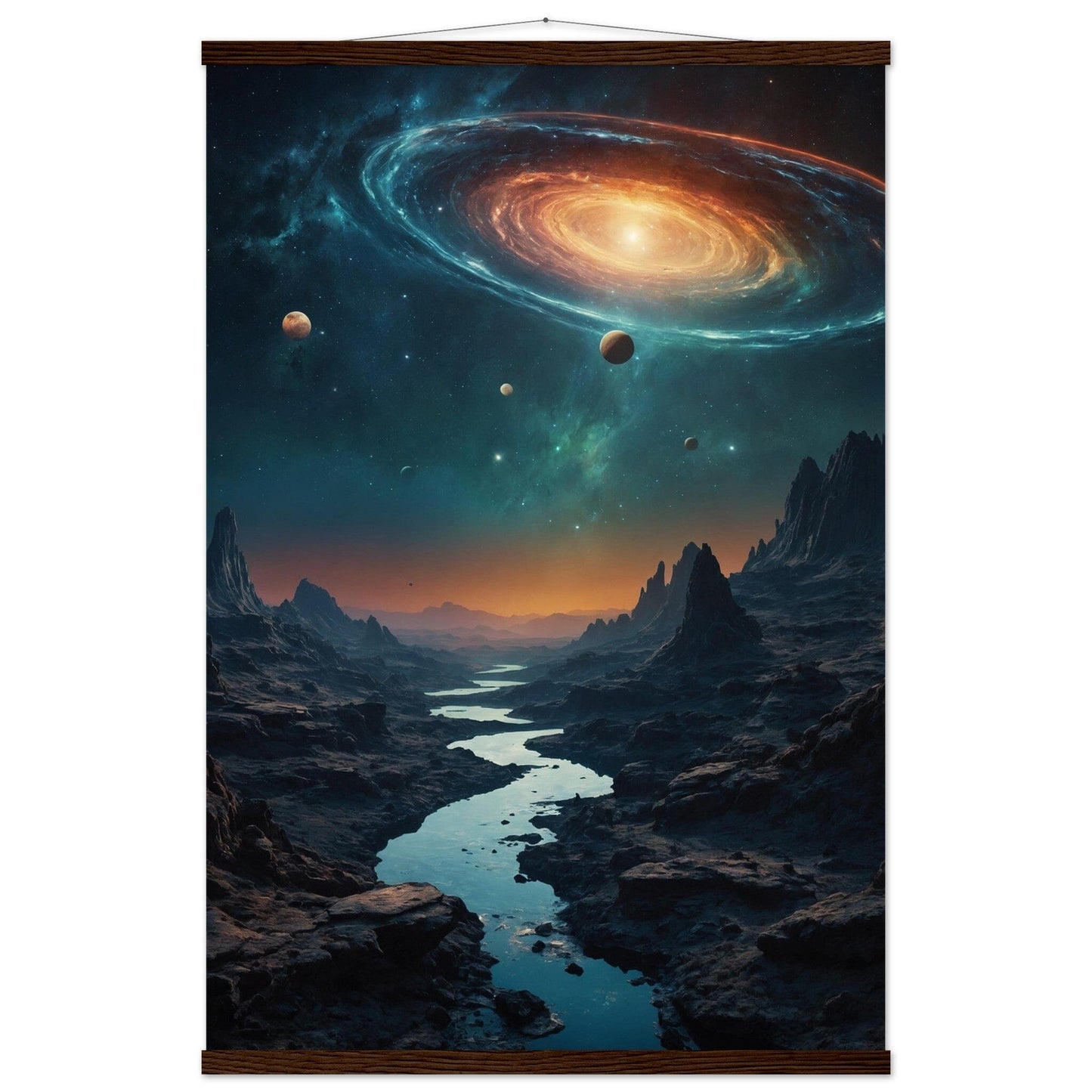 Premium Matte Paper Poster with Hanger - Minimalistische Kunstpräsentation mit Holzhänger Print Material Modern Masterpieces 60x90 cm / 24x36″ Dark wood wall hanger 