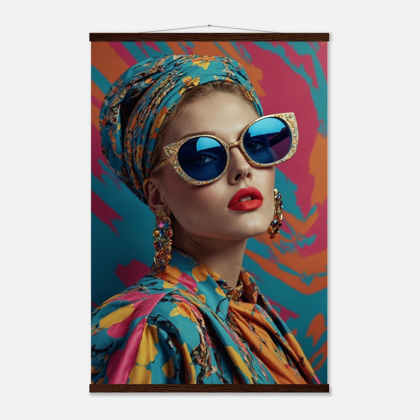 Premium Matte Paper Poster with Hanger - Minimalistische Kunstpräsentation mit Holzhänger Print Material Modern Masterpieces 60x90 cm / 24x36″ Dark wood wall hanger 