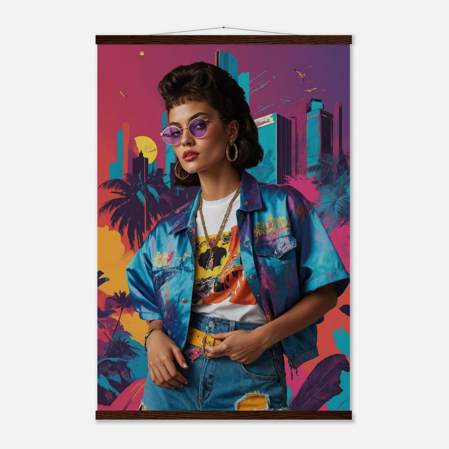 Premium Matte Paper Poster with Hanger - Minimalistische Kunstpräsentation mit Holzhänger Print Material Modern Masterpieces 60x90 cm / 24x36″ Dark wood wall hanger 