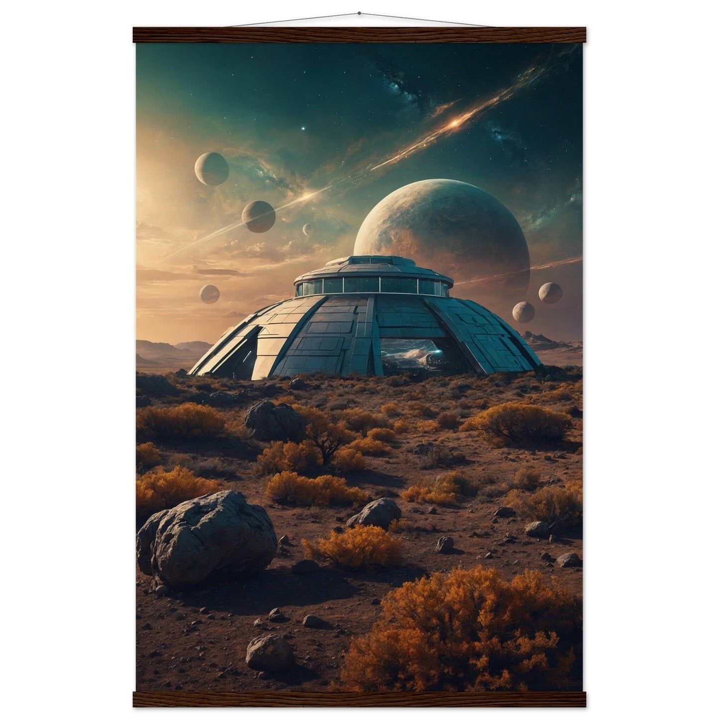 Premium Matte Paper Poster with Hanger - Minimalistische Kunstpräsentation mit Holzhänger Print Material Modern Masterpieces 60x90 cm / 24x36″ Dark wood wall hanger 