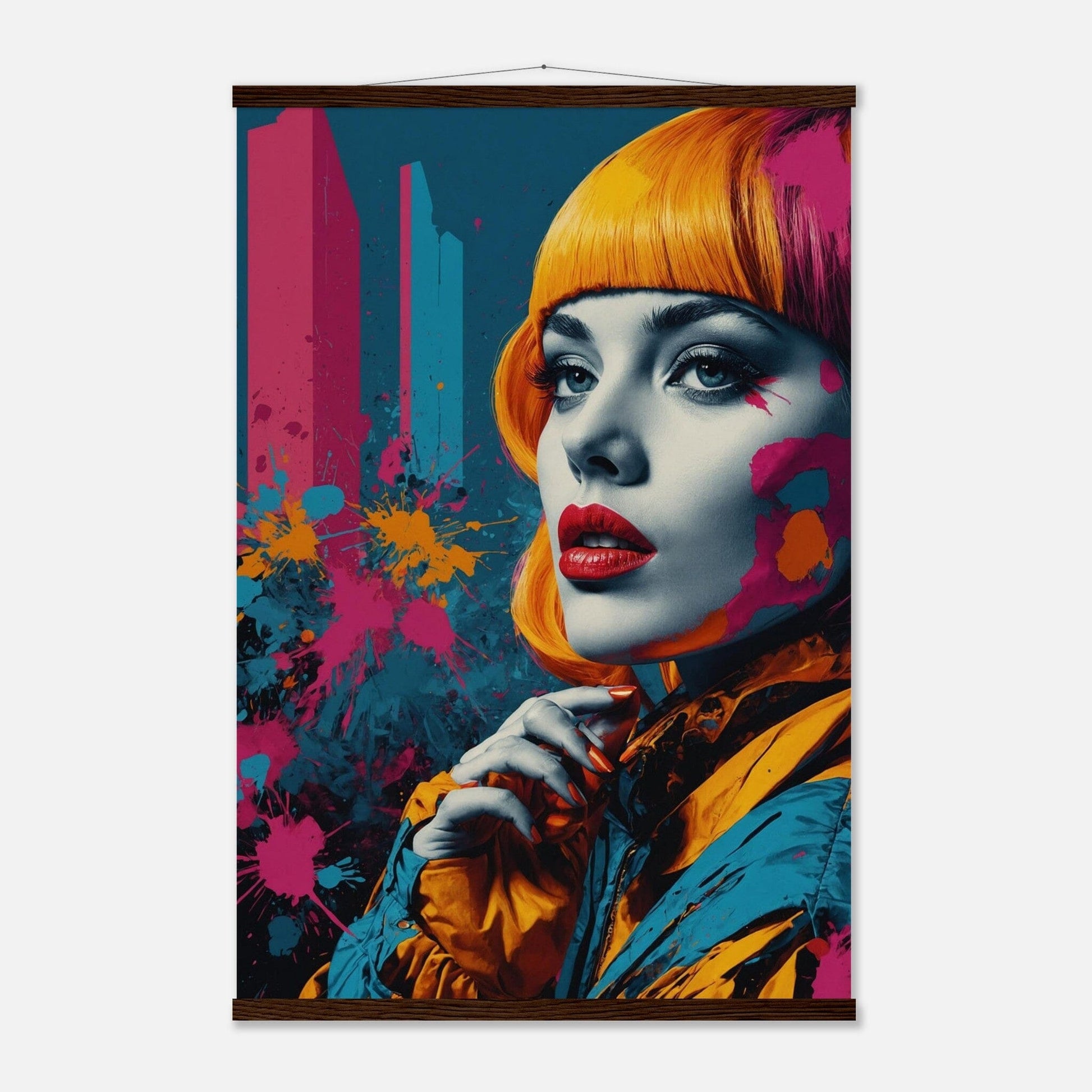 Premium Matte Paper Poster with Hanger - Minimalistische Kunstpräsentation mit Holzhänger Print Material Modern Masterpieces 60x90 cm / 24x36″ Dark wood wall hanger 