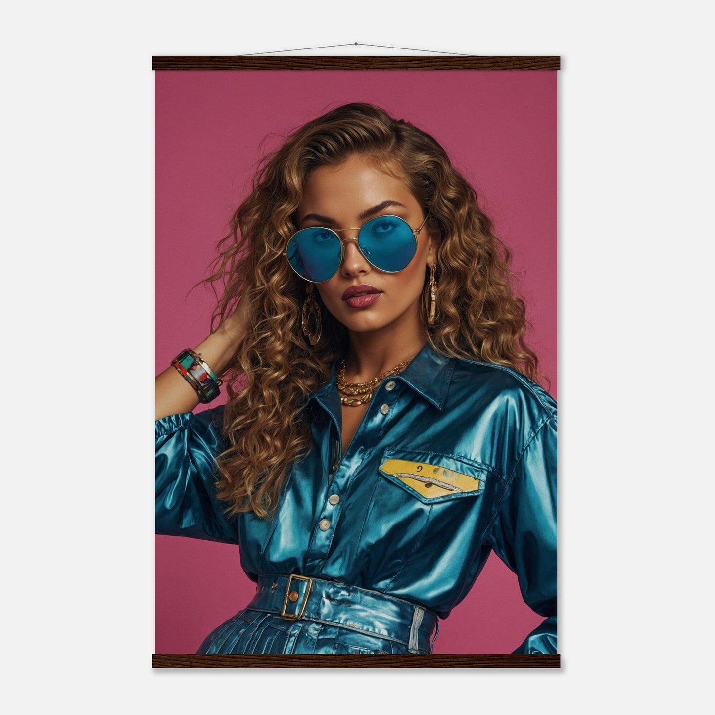 Premium Matte Paper Poster with Hanger - Minimalistische Kunstpräsentation mit Holzhänger Print Material Modern Masterpieces 60x90 cm / 24x36″ Dark wood wall hanger 