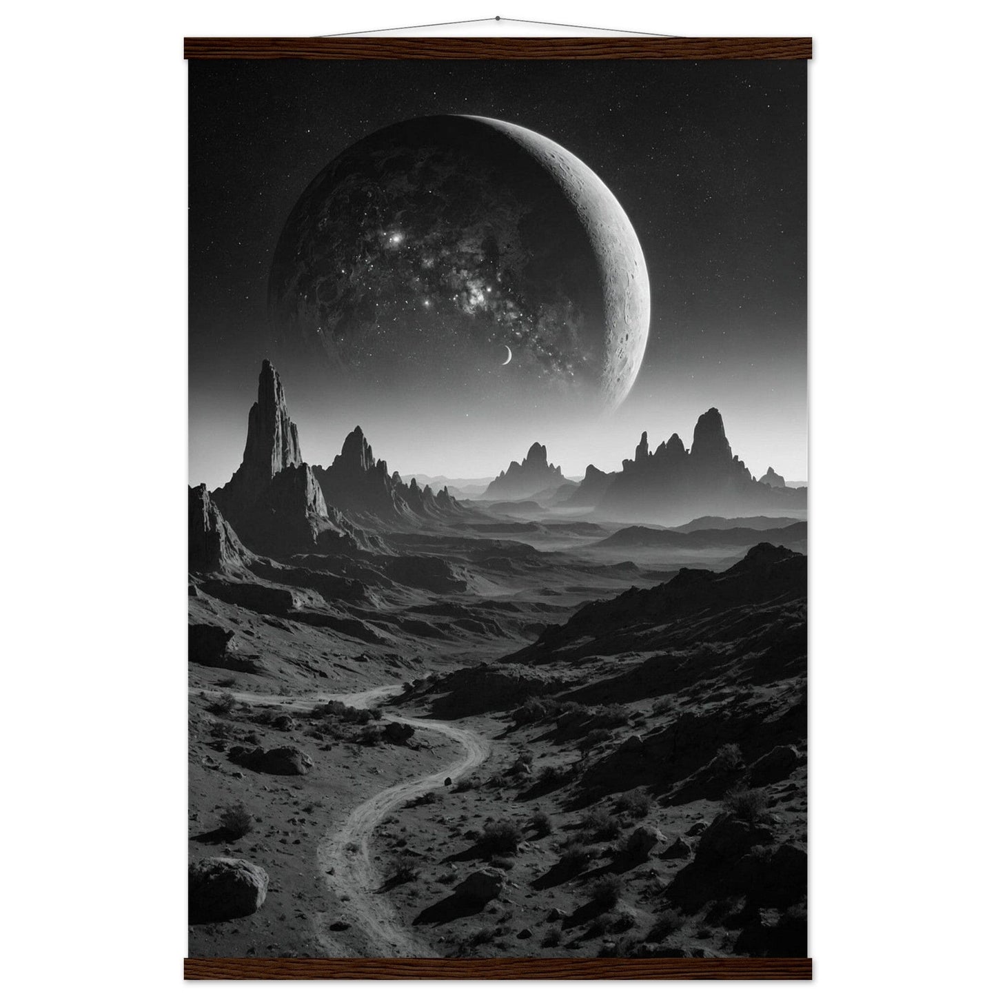Premium Matte Paper Poster with Hanger - Minimalistische Kunstpräsentation mit Holzhänger Print Material Modern Masterpieces 60x90 cm / 24x36″ Dark wood wall hanger 