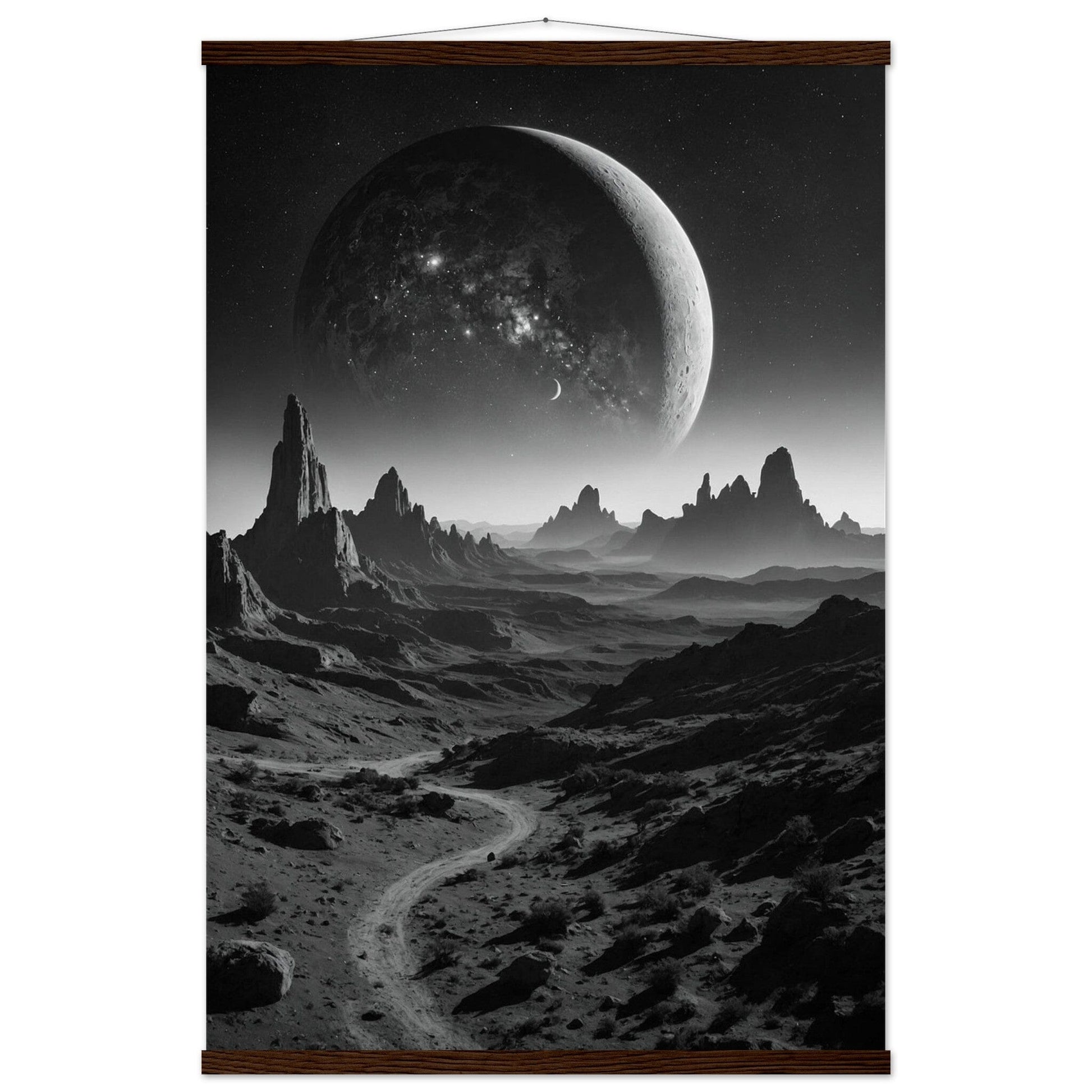 Premium Matte Paper Poster with Hanger - Minimalistische Kunstpräsentation mit Holzhänger Print Material Modern Masterpieces 60x90 cm / 24x36″ Dark wood wall hanger 