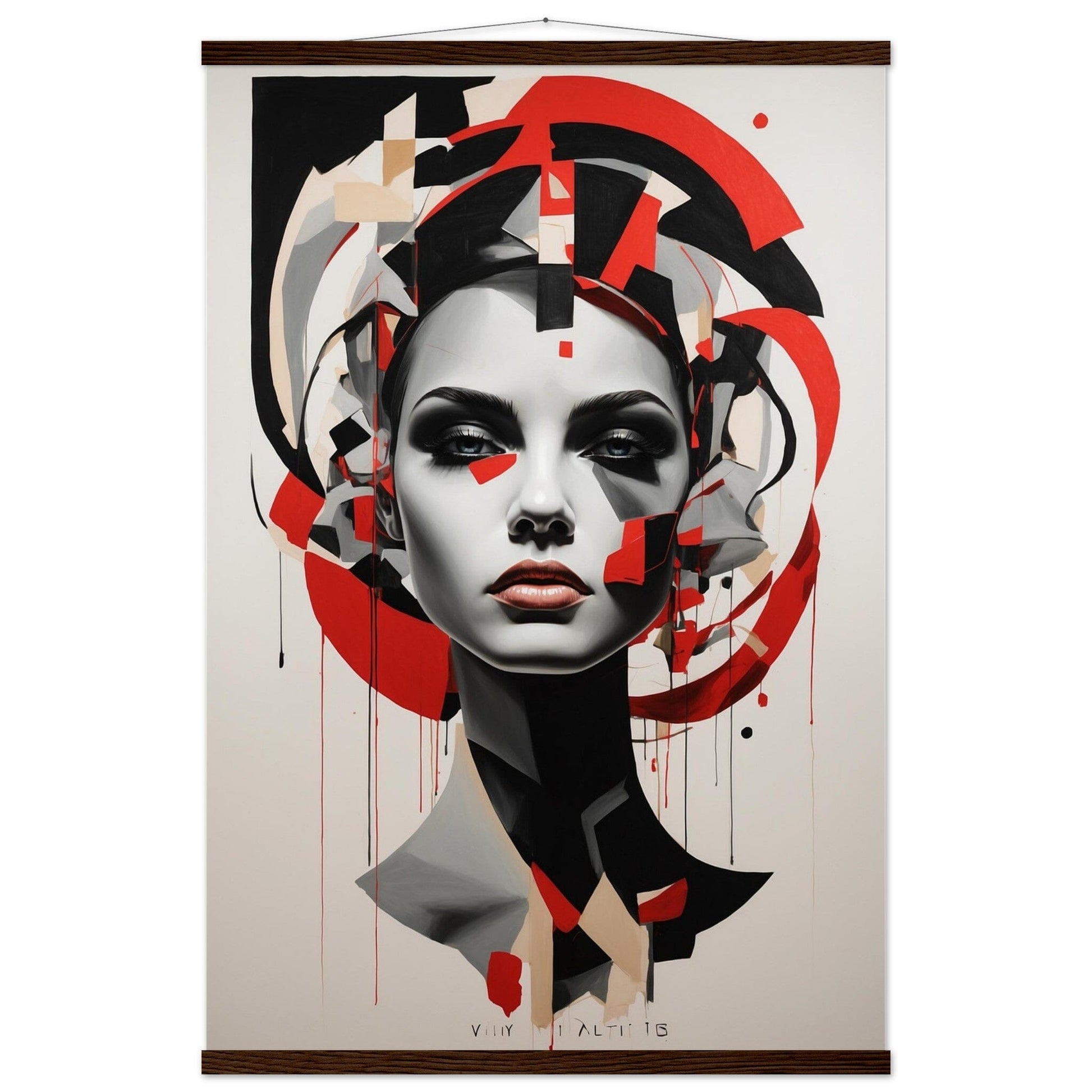 Premium Matte Paper Poster with Hanger - Minimalistische Kunstpräsentation mit Holzhänger Print Material Modern Masterpieces 60x90 cm / 24x36″ Dark wood wall hanger 
