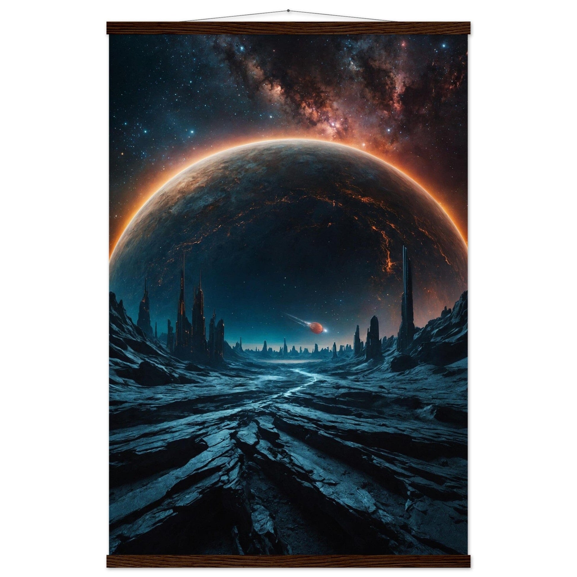 Premium Matte Paper Poster with Hanger - Minimalistische Kunstpräsentation mit Holzhänger Print Material Modern Masterpieces 60x90 cm / 24x36″ Dark wood wall hanger 
