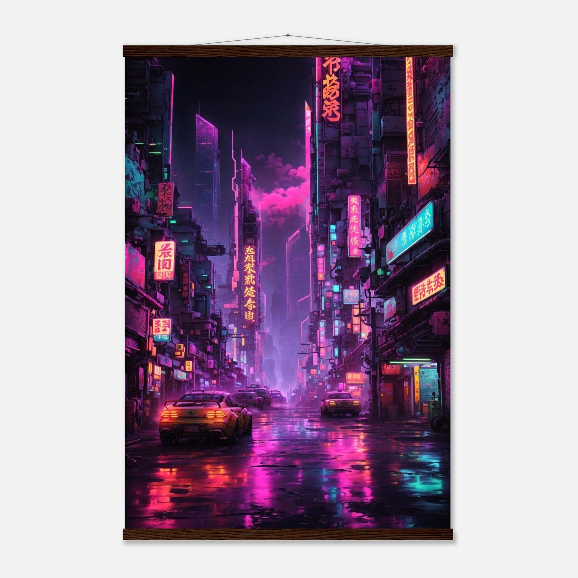 Premium Matte Paper Poster with Hanger - Minimalistische Kunstpräsentation mit Holzhänger Print Material Modern Masterpieces 60x90 cm / 24x36″ Dark wood wall hanger 