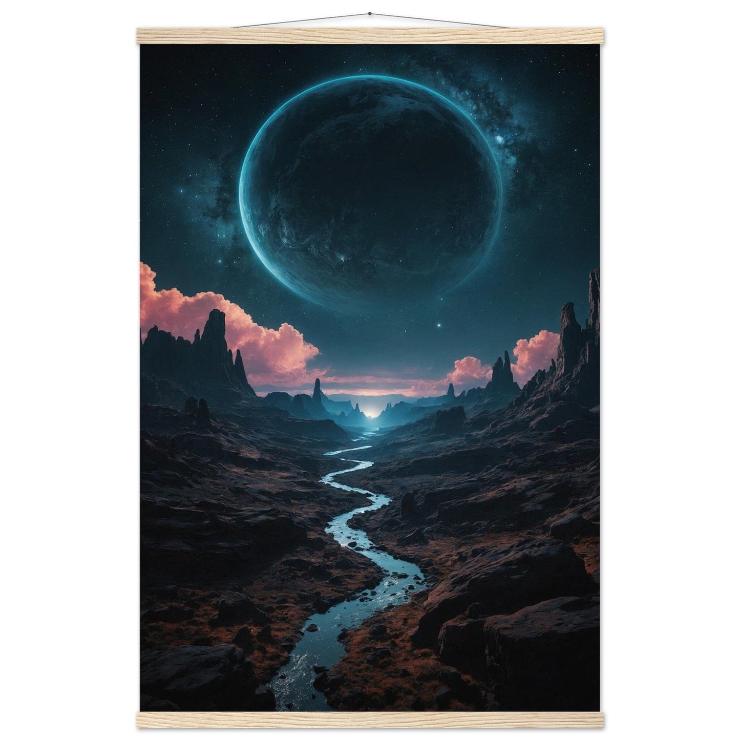 Premium Matte Paper Poster with Hanger - Minimalistische Kunstpräsentation mit Holzhänger Print Material Modern Masterpieces 60x90 cm / 24x36″ Natural wood wall hanger 