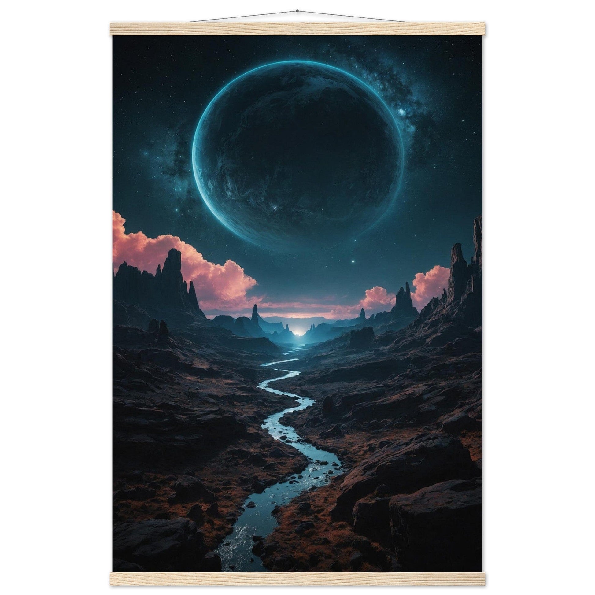 Premium Matte Paper Poster with Hanger - Minimalistische Kunstpräsentation mit Holzhänger Print Material Modern Masterpieces 60x90 cm / 24x36″ Natural wood wall hanger 