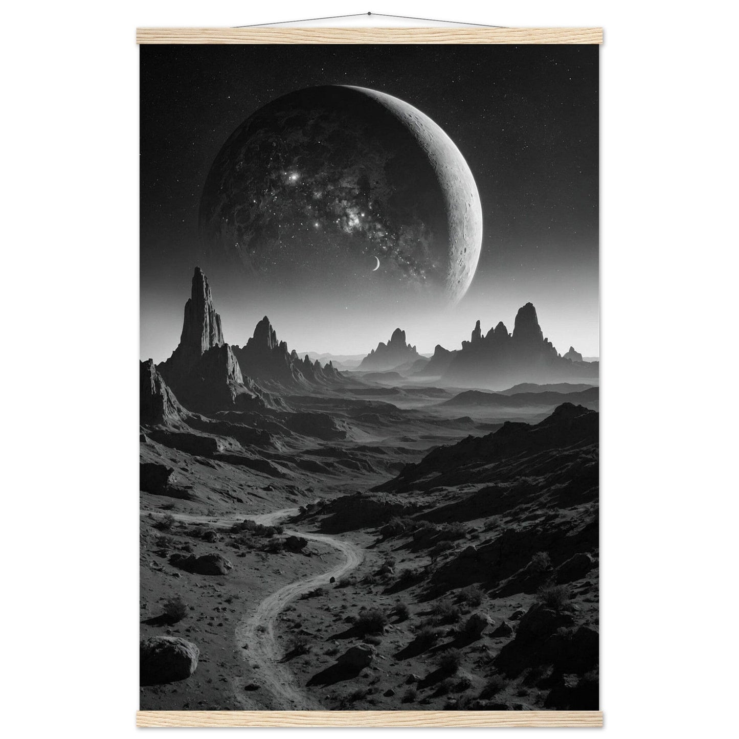 Premium Matte Paper Poster with Hanger - Minimalistische Kunstpräsentation mit Holzhänger Print Material Modern Masterpieces 60x90 cm / 24x36″ Natural wood wall hanger 
