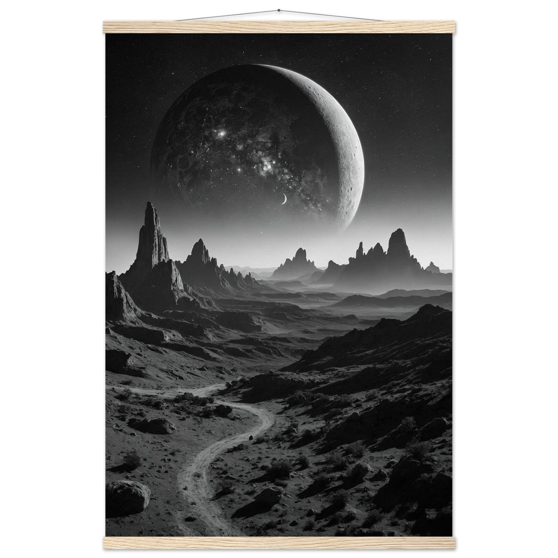 Premium Matte Paper Poster with Hanger - Minimalistische Kunstpräsentation mit Holzhänger Print Material Modern Masterpieces 60x90 cm / 24x36″ Natural wood wall hanger 