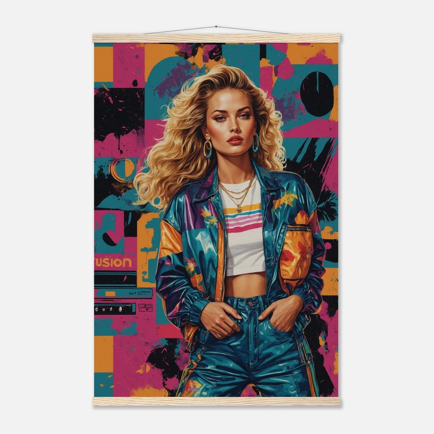 Premium Matte Paper Poster with Hanger - Minimalistische Kunstpräsentation mit Holzhänger Print Material Modern Masterpieces 60x90 cm / 24x36″ Natural wood wall hanger 