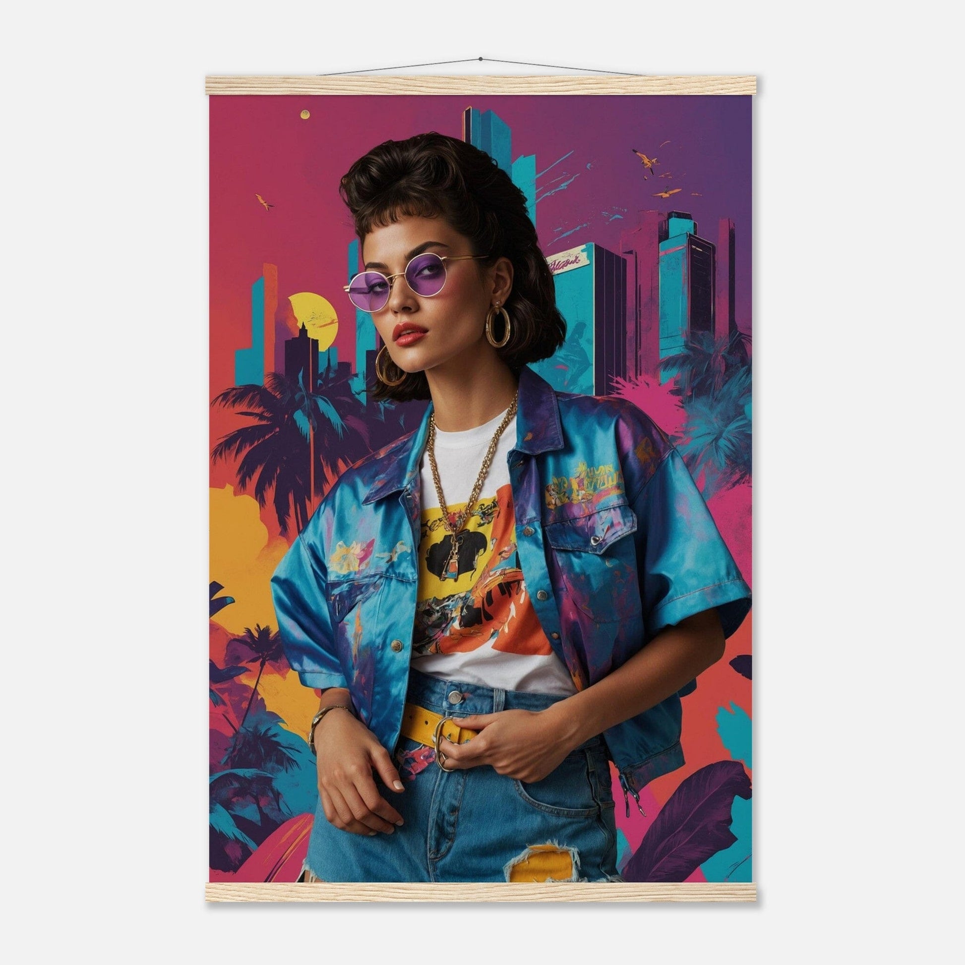 Premium Matte Paper Poster with Hanger - Minimalistische Kunstpräsentation mit Holzhänger Print Material Modern Masterpieces 60x90 cm / 24x36″ Natural wood wall hanger 
