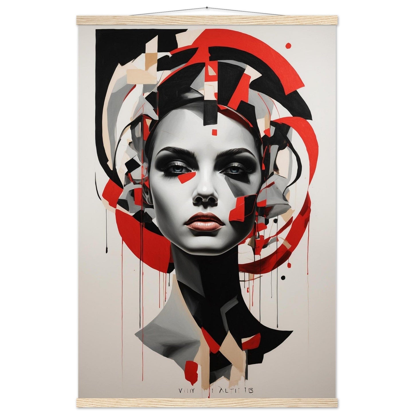 Premium Matte Paper Poster with Hanger - Minimalistische Kunstpräsentation mit Holzhänger Print Material Modern Masterpieces 60x90 cm / 24x36″ Natural wood wall hanger 