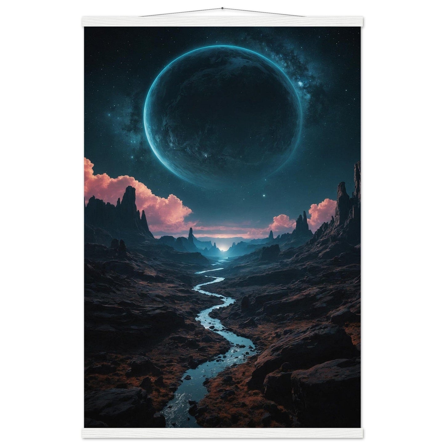 Premium Matte Paper Poster with Hanger - Minimalistische Kunstpräsentation mit Holzhänger Print Material Modern Masterpieces 60x90 cm / 24x36″ White wall hanger 