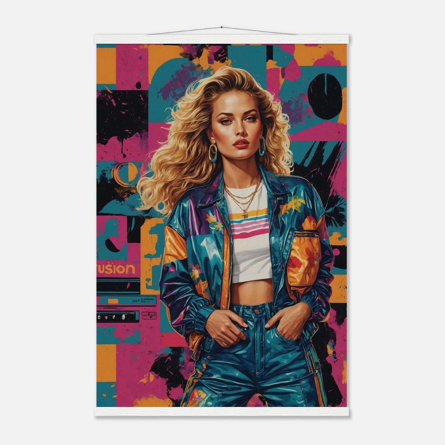 Premium Matte Paper Poster with Hanger - Minimalistische Kunstpräsentation mit Holzhänger Print Material Modern Masterpieces 60x90 cm / 24x36″ White wall hanger 