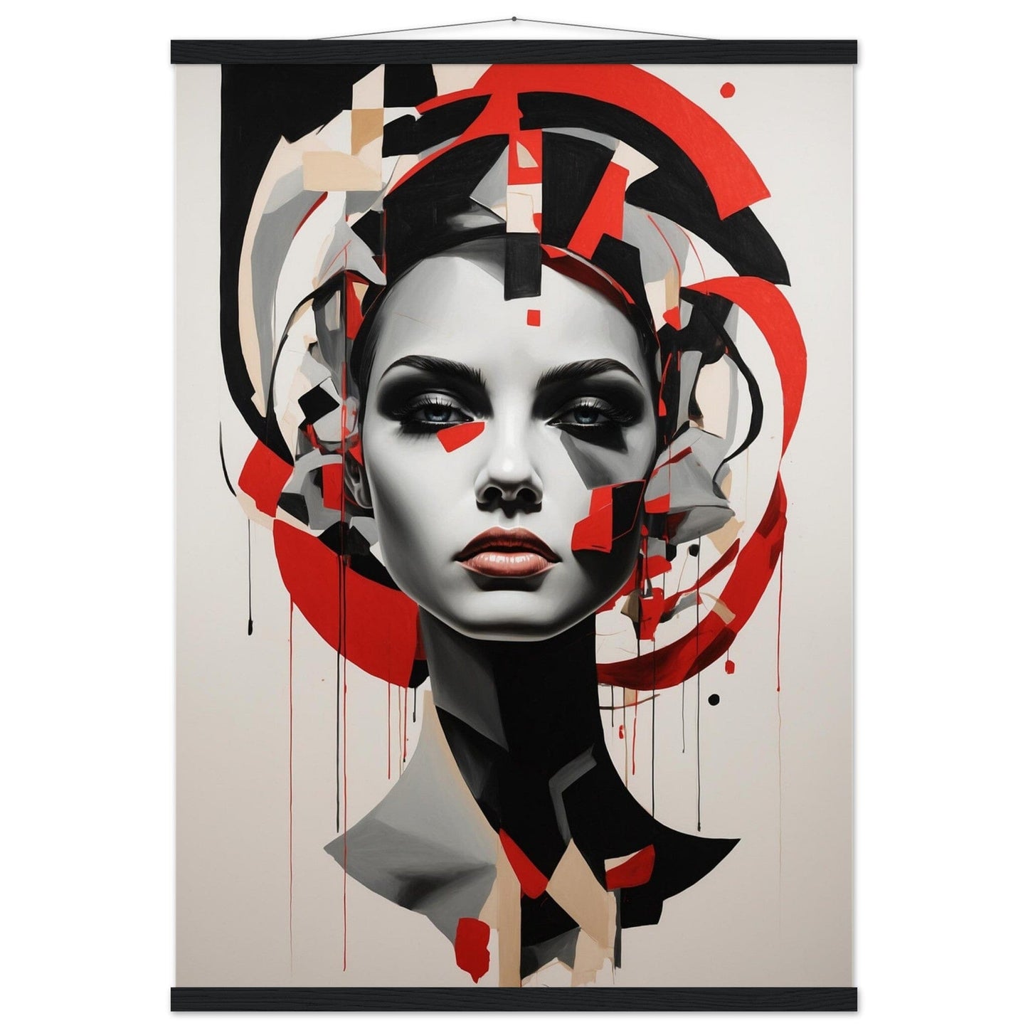 Premium Matte Paper Poster with Hanger - Minimalistische Kunstpräsentation mit Holzhänger Print Material Modern Masterpieces A1 (59.4 x 84.1 cm) Black wall hanger 