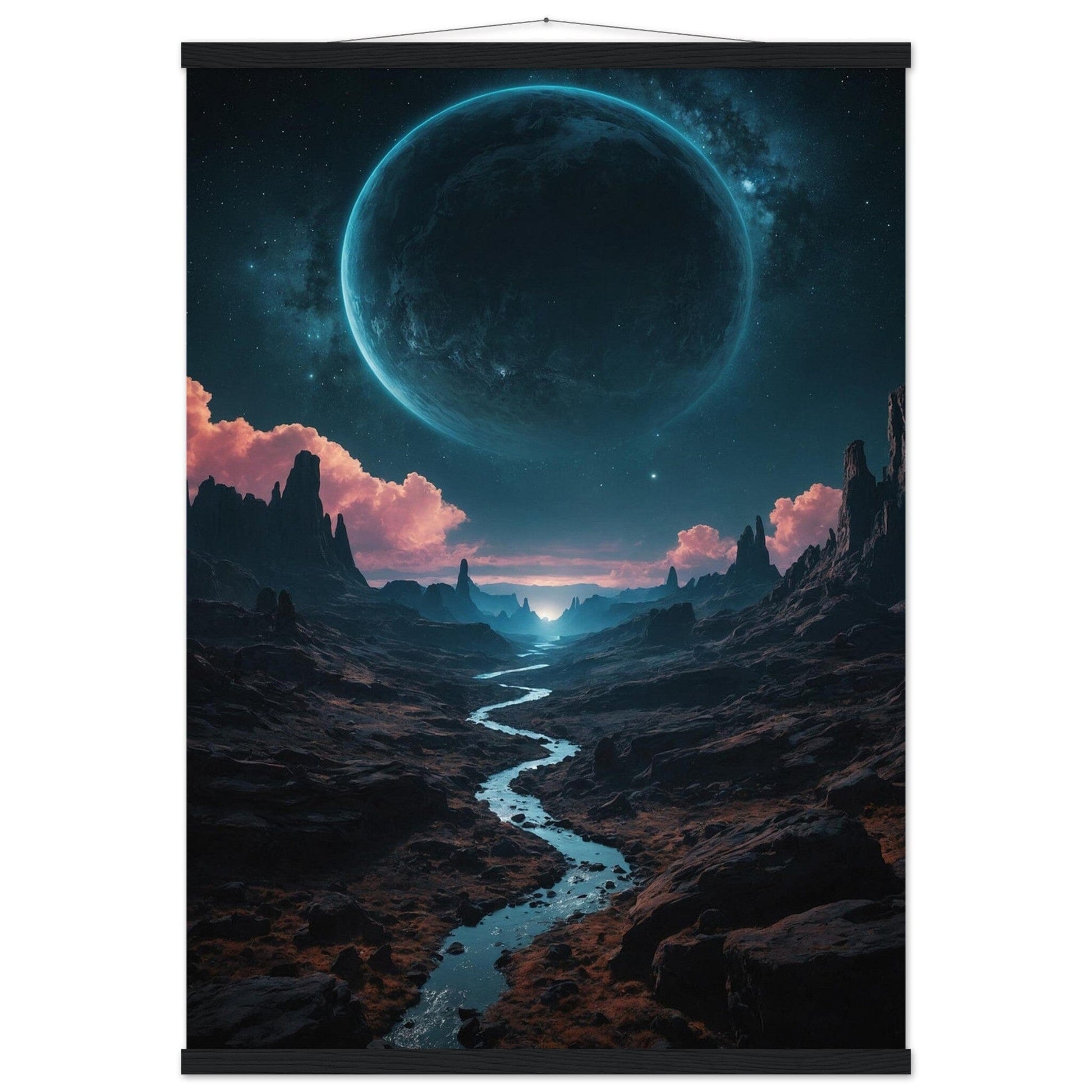 Premium Matte Paper Poster with Hanger - Minimalistische Kunstpräsentation mit Holzhänger Print Material Modern Masterpieces A1 (59.4 x 84.1 cm) Black wall hanger 
