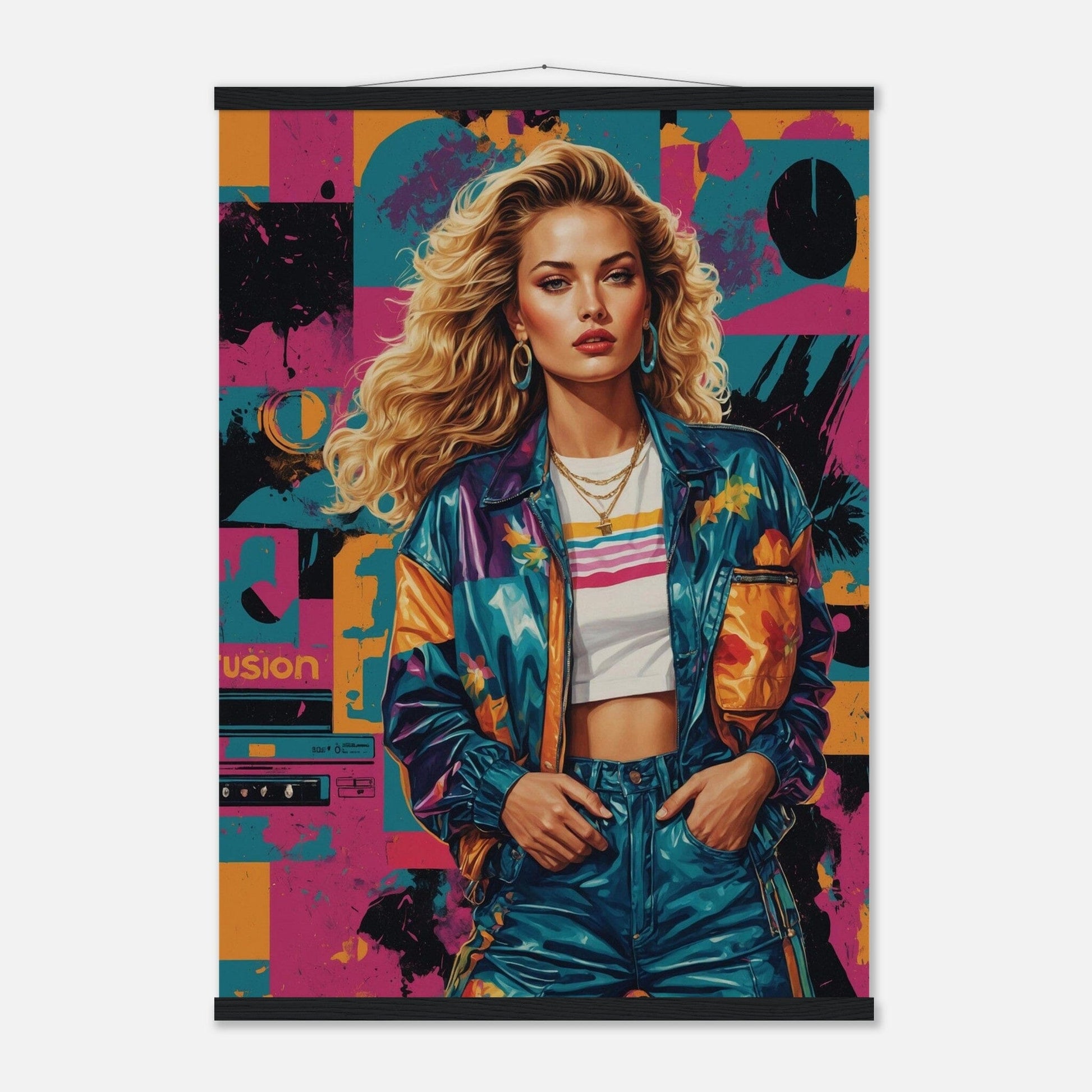 Premium Matte Paper Poster with Hanger - Minimalistische Kunstpräsentation mit Holzhänger Print Material Modern Masterpieces A1 (59.4 x 84.1 cm) Black wall hanger 