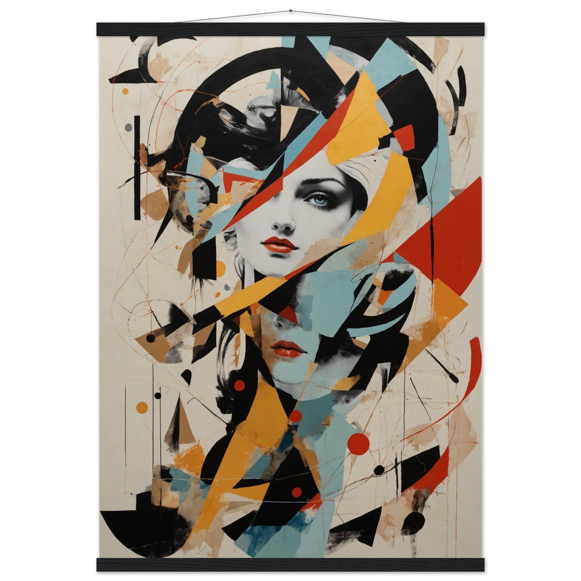 Premium Matte Paper Poster with Hanger - Minimalistische Kunstpräsentation mit Holzhänger Print Material Modern Masterpieces A1 (59.4 x 84.1 cm) Black wall hanger 
