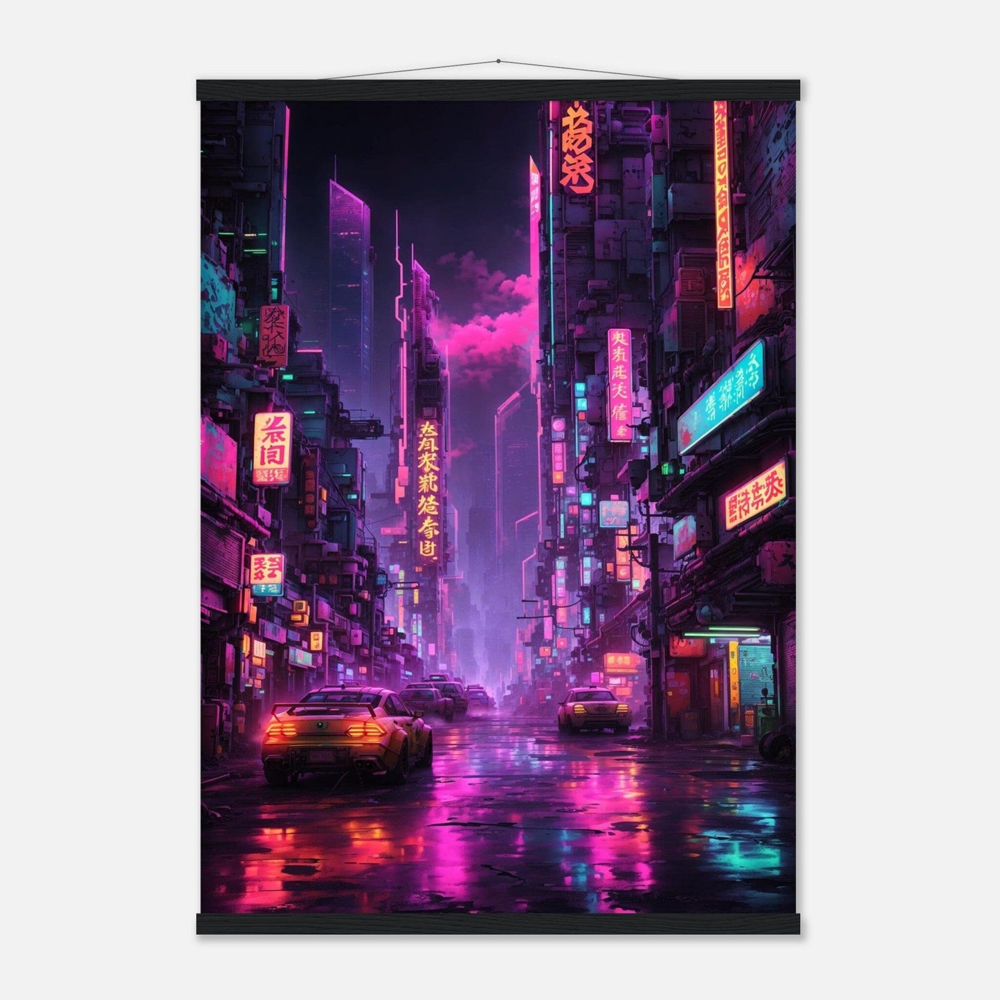 Premium Matte Paper Poster with Hanger - Minimalistische Kunstpräsentation mit Holzhänger Print Material Modern Masterpieces A1 (59.4 x 84.1 cm) Black wall hanger 