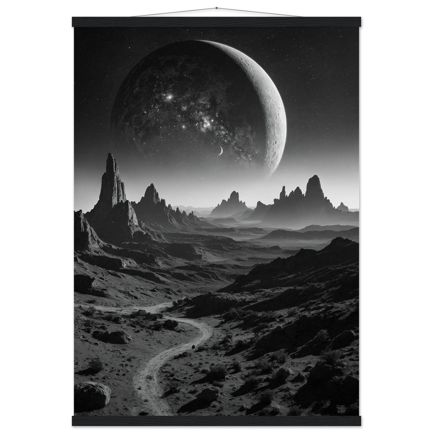 Premium Matte Paper Poster with Hanger - Minimalistische Kunstpräsentation mit Holzhänger Print Material Modern Masterpieces A1 (59.4 x 84.1 cm) Black wall hanger 